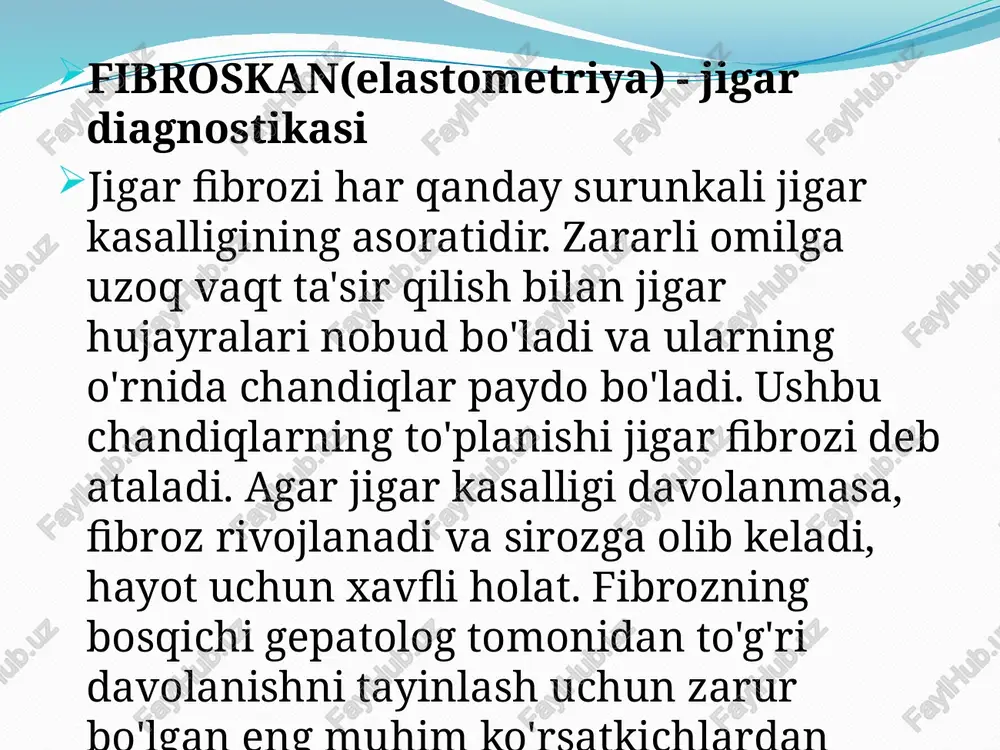 arni amalga oshirgan shifokor rasman tajribali hisoblanadi va bunday mutaxassis tomonidan olib borilgan tadqiqot natijalariga ishonish mumkin. medelite 2006 yildan beri elastometriya bilan shug'ullanadi. fibroscan qurilmasi yordamida jigar elastometriyasini amalga oshirayotgan har bir shifokorimiz bugungi kunda bir necha ming tadqiqotlarga ega etiboringiz uchun raxmat image2.jpeg image3.jpeg image4.jpeg image5.jpeg fibroscar” ‘gecnosens a /docprops/thumbnail.jpeg