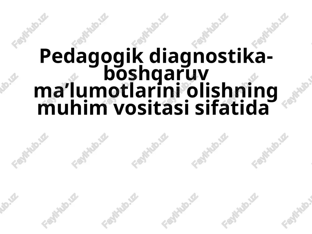 riteriyalar esa: 1. xaqq oniylik 2 ishonchlilik hs puxtalik pedagogika diagnostika ta'lim samaradorligi, ish mazmuni, olib borilgan pedagogik faoliyatni taxlil kilishda katta axamiyatga ega bulib, ilgor ta'lim muassasalarida bu ish uslubi muvaffakiyatli tarzda amalga oshirilmokda, yutuklar mustaxkamlanib, yul kuyilgan kamchilik va nuksonlarni taxlil kilish asosida bosh strategik yunalishlar belgilab olinmokda va yukori darajadagi pirovard natijalar kulga kiritiimokda. savol tugilmokda: - bola kobiliyati, imkoniyati, bilimi, egallagan kunikmalarining ulchovi bormi? - bolaning bilish va kunikmalariga belgilashga ukituvchi aralashgani ma'kulmi yoki uziga uzi baxo bergani ayzalrokmi? manashu savollarga eng makbul asoslarda javob berish pedagogik diagnostikaning predmetidir. manashu maksadni ruyobga chikarish yul-yuriklari, metodik mexanizmlarini ishlab chikish, joriy etish muxim vazifadir. pedagogik diagnostikaning tarixi pedagogik faoliyati tarixi bilan deyarli tengdosh. boshka kilib aytganda, pedagogik jarayon ming yillardan beri mavjud bulsa, bu faoliyatning meorlari va natijalarini belgilash xam_ shunchalik kadimiydir. demokchimizki, o’quvchi bilimiga baxo kuyish, uni sinovy va imtixon kilish, pirovard ish natijalarini belgilab olish boshlangan …