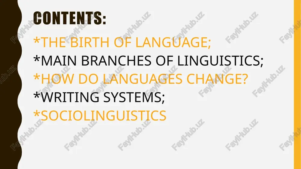 ound change begins in one word and later on in another,etc *interesting: the most used adj in english language is “good’ writing system writing system can be divided into two main types: alphabets-consonants and vowels syllabaries-syllables fact: the longest word in the english language contains 45 latters pneoumonoultramicroscopicsilicovolcanoconiosis! syllabaries alphabets sociolinguistics fact:english is spoken by 952 million people around the world image1.jpg image2.jpg image3.jpg image4.jpg image5.jpg image6.jpg image7.jpg image8.jpg human s expres s thems t elves = » from pigments to printing presses, symbols changed the way humans lived and provided new ways to cope with an unpredictable world. branches of linguistics unit 1 moisés a. bitter phonetics and phonology autumn term sim “asd rary pa | | ceeneliue alin ae dea aan tayd mwry p3b vel id utayy anot apaatn pain! if tel es & writing my systems #, of the i world alphabets, syllabaries and pictograms fa tn …
