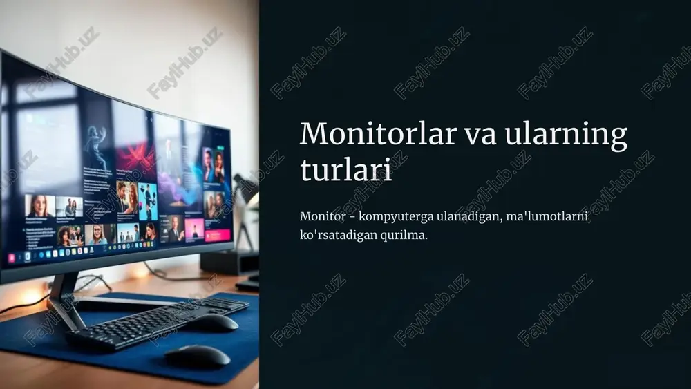 uqori. 9 monitorning maydoni 1 kichik ixcham, stolga kam joy egallaydi. 2 o'rta o'rtacha kattalik, ko'pchilik foydalanuvchilar uchun mos keladi. 3 katta keng ekran, o'yinlar va ko'p oynani ochish uchun mos keladi. 10 monitorning tasvir sifati 11 image1.jpeg image2.png image3.jpeg image4.jpeg image5.png image6.png image7.png image8.jpeg image9.jpeg image10.png image11.png image12.png image13.png image14.jpeg image15.jpeg image16.png image17.png 4 made with gamma twee —™ ak ~etrasrs sam aaanzzz seasons arnos tq tt