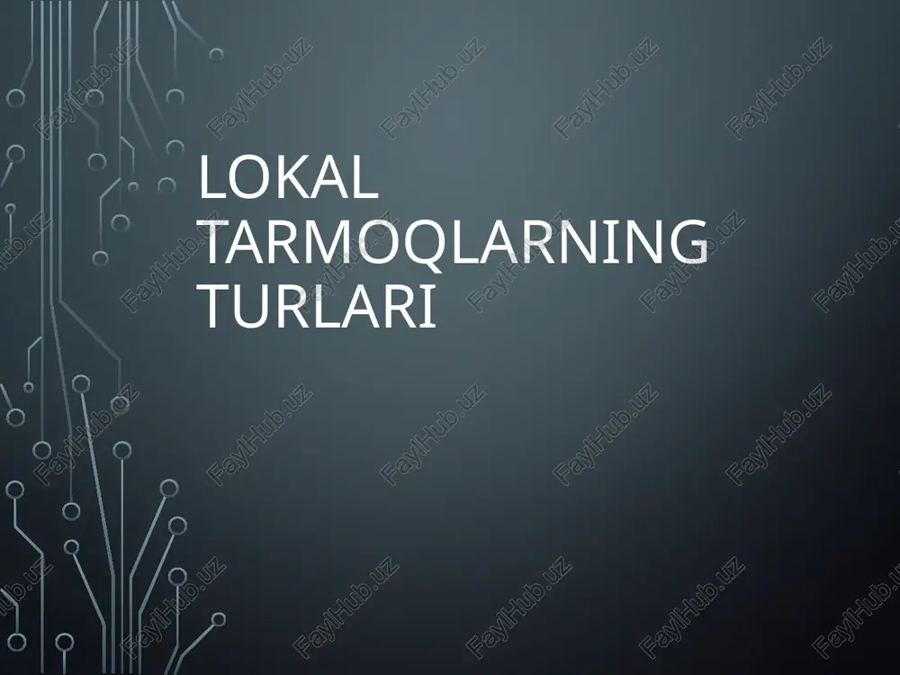 k. kamchiliklari: kabel yotqizish zarurati. simsiz lokal tarmoq (wlan) wlan tarmog'i simsiz ulanish texnologiyalari, masalan, wi-fi orqali ishlaydi. afzalliklari: harakatchanlik va qulaylik. kamchiliklari: signal sifati va xavfsizlik muammolari. lokal tarmoqlarning afzalliklari 1. tezkor ma'lumot almashish. 2. resurslarni birgalikda ishlatish (printer, fayllar). 3. o'rnatish va foydalanishning soddaligi. lokal tarmoqlarning kamchiliklari 1. masofa cheklovlari. 2. xavfsizlik xavflari (hujumlar va viruslar). 3. ko'p foydalanuvchilar bo'lsa, tarmoqning sekinlashishi. xulosa lokal tarmoqlar kichik hududlarda samarali ma'lumot almashish va resurslarni boshqarish imkonini beradi. ular ta'lim, biznes va kundalik hayotda muhim ahamiyatga ega. image2.png /docprops/thumbnail.jpeg