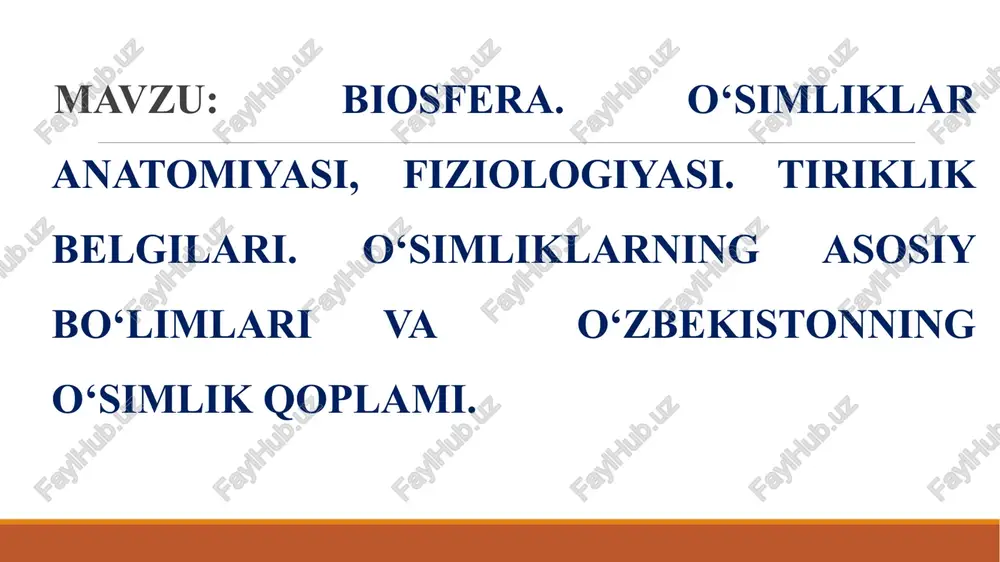 isobiga hosil bo’ladigan cho’kindi moddalar. masalan, tuproq tabiiy suvlar va x.k. yer yuzida tarqalgan o’simliklarni o’rganish bilan fitologiya fani shug’ullanadi. fitologiya ikkita yirik botanika va geobotanika bo’limlaridan iborat. botanika grekcha «botane» so’zidan olingan bo’lib, o’zbek tilida ko’kat, sabzavot, o’t, o’simlik degan ma’noni bildiradi. oʻsimliklar o‘simliklar fiziologiyasi botanika, biokimyo, bioflzika, molekulyar biologiya, mikrobiologiya, hayvonlar fiziologiyasi, kimyo, fizika kabi fanlar bilan chambarchas bog‘liq bo‘lib, ulaming yutuqlaridan foydalaniladi va o‘z navbatida ularga ta’sir etadi. o’simliklardan foydalanish xarakteri bo’yicha bir necha guruhga bo’linadi. bunda eng muhimi inson uchun oziq hisoblangan o’simliklardir. bularga bug’doy, sholi va makkajo’xori kabi qimmatli o’simliklar kiradi. o’simliklarning ikkinchi guruhini sanoatda foydalaniladigan turlar tashkil etadi. ular moyli, efir moyli, tolali, oshlovchi, bo’yoq va kauchuk beruvchi o’simliklardir. uchinchi guruhga dorivor o’simliklar kirib, ular turli kasalliklarni davolashda ishlatiradi. qishloq xo’jaligida yem-xashak o’simliklarni tashkil etuvchi iv guruh ham katta ahamiyatga ega. beshinchi guruhni tuban o’simliklar, ayniqsa bakteriyalar va zamburug’lar tashkil etib, ular inson tomonidan …