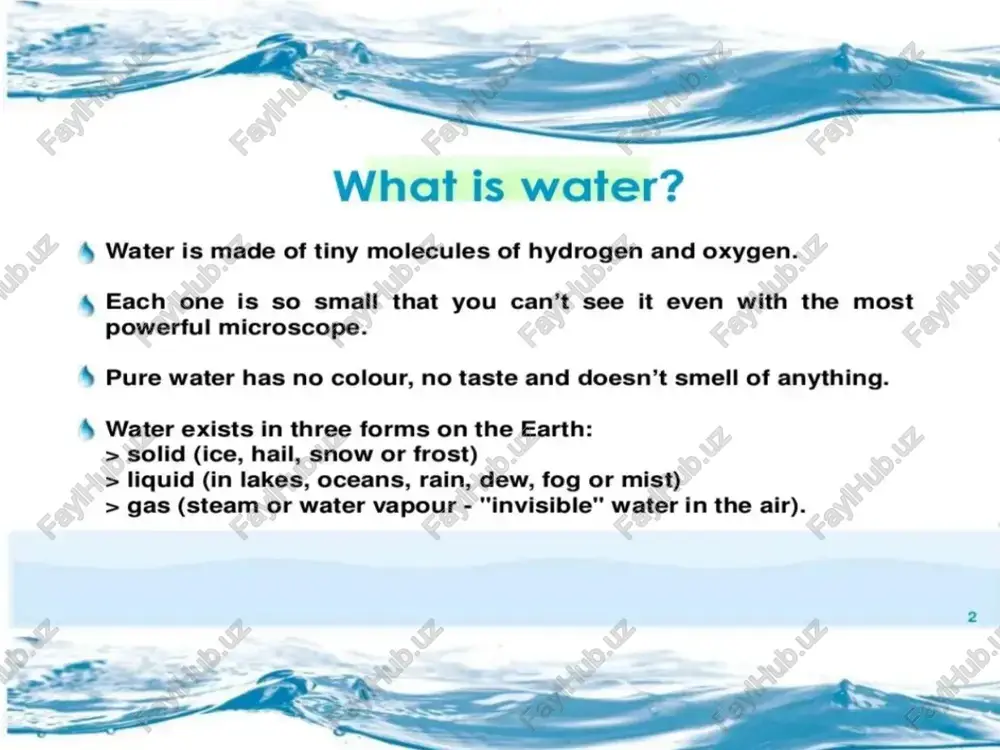 for things like dishwashers and lawn sprinklers. why should we save water? ‘\ of all the water in the world, only 3% is fresh. ‘\ less than one third of 1% of this fresh water is available for human use. ‘\ the rest is frozen in glaciers or polar ice caps, or is deep within the earth, beyond our reach. ‘to put it another way, if 100 liters represents the world's water, about half a tablespoon of it is fresh water available for our use. where can we get water? ‘4, about 97% of the water on the earth's surface is in the world's oceans. ‘ this is where you can find most of the other 3%: > lakes > rivers > polar ice caps > clouds > rain > stored in rocks (aquifers) > sea ice most common reasons for increased demand ‘\ increase in world's population as more …