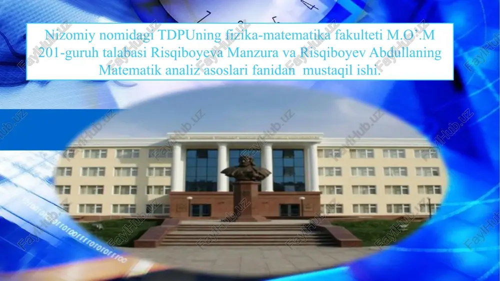 imi bo‘ladi. ikkinchi tomondan berilgan differensial tenglama yechimi bo‘ladigan har qanday funksiya differensial tenglamadan kelib chiqadigan (4) va (5) munosabatlarni qanoatlantirishi lozim. shunday qilib, (5) haqiqatan ham umumiy integral bo‘ladi. bundan tashqari (4) dan ko‘rinadiki, d dan olingan har qanday boshlang‘ich shart uchun unga mos c bir qiymatli aniqlanadi, demak mos yechim yagona bo‘ladi. shunday qilib quyidagi teorema isbot bo‘ldi: teorema. agar o‘zgaruvchilari ajraladigan differensial tenglamada va funksiyalarni mos ravishda va oraliqlarda uzluksiz, hamda oraliqda bolsa, u holda bu tenglamaning umumiy integrali , bunda boshlang‘ich shartlar bo‘yicha tenglamaning yagona yechimi aniqlanadi, bu yerda to‘rtburchakning ixtiyoriy nuqtasi. yuqorida olingan natijalar qaralayotgan sohadagi barcha nuqtalarda degan faraz bilan olindi. agar biror da bo‘lsa, nima bo‘ladi? bu holda (1) tenglama yechimga ega ekanligi bevosita ko‘rinib turibdi. ammo da integral mavjud emas, demak yechim umumiy yechimdan hosil (kelib chiqmaydi) bo‘lmaydi. shunday qilib, agar (1) tenglamada bo‘lsa, u holda tenglama umumiy integraldan tashqari umumiy yechimdan …