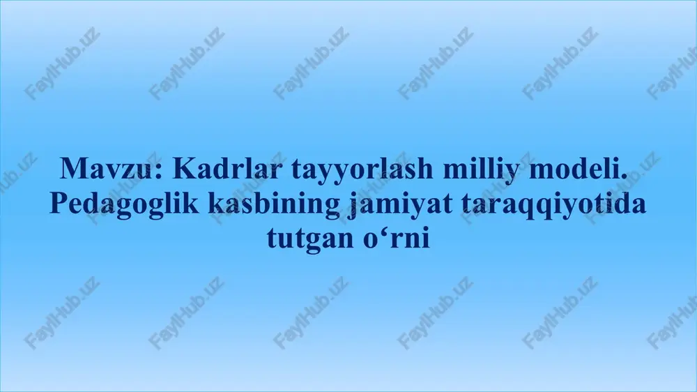’lim sohasidagi xalqaro hamkorlik 11-bob. yakunlovchi qoidalar 8-bob. nodavlat ta’lim tashkilotlari faoliyatini litsenziyalash, ta’lim tashkilotlarini attestatsiyadan va davlat akkreditatsiyasidan o‘tkazish. xorijiy davlatda olingan ta’lim to‘g‘risidagi hujjatni tan olish, ta’lim sohasidagi hujjatlarga apostil qo‘yish 57-modda. nodavlat ta’lim tashkilotlarining faoliyatini litsenziyalash nodavlat ta’lim tashkilotlarining faoliyatini litsenziyalash “faoliyatning ayrim turlarini litsenziyalash to‘g‘risida”gi o‘zbekiston respublikasi qonuni bilan tartibga solinadi. nodavlat ta’lim tashkilotlariga litsenziya berish, litsenziyaning amal qilishini to‘xtatib turish yoki tugatish, shuningdek uni bekor qilish va qayta rasmiylashtirish ta’lim inspeksiyasi tomonidan amalga oshiriladi. litsenziyalar nomuayyan muddatga, ta’limning har bir turi uchun alohida beriladi. kadrlar tayyorlash milliy modeli nazariy konsepsiya sifatida ishlab chiqilgan. mustaqil o‘zbekistonda kadrlar siyosatini asoslab beruvchi ilmiy-nazariy model hisoblanadi. modelda quyidagilar tasvirlangan: kadrlar tayyorlashning maqsadi va vazifalari. ta’lim tizimining tuzilishi (umumiy o‘rta ta’lim, o‘rta maxsus, kasb-hunar, oliy ta’lim). ta’lim jarayonining subyektlari: shaxs, davlat va jamiyat, fan, ishlab chiqarish. milliy va umuminsoniy qadriyatlar uyg‘unligi. barkamol shaxsni shakllantirish g‘oyasi. ya’ni, “milliy model” – bu …