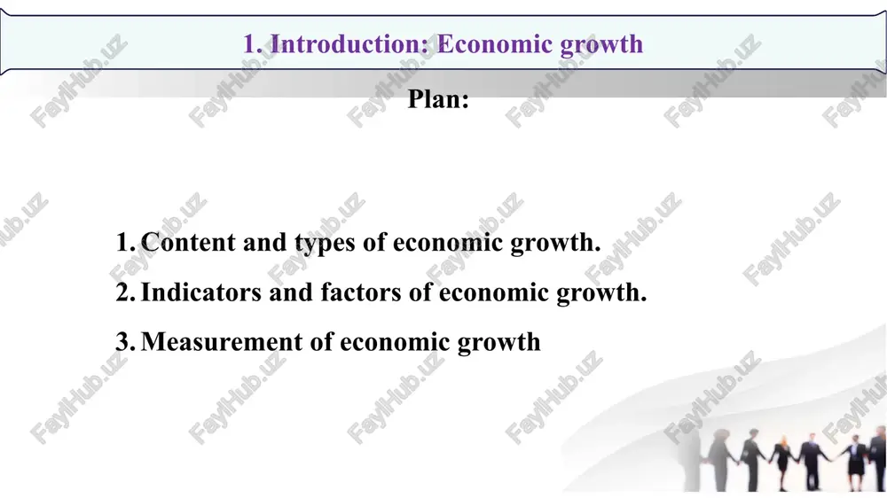 ant improvement in productivity. types of economic growth: 2. based on sustainability sustainable growth – growth that meets current needs without compromising future generations, balancing economic, social, and environmental aspects. unsustainable growth – growth achieved at the cost of depleting natural resources or causing long-term economic imbalances. types of economic growth: 3. based on sources of growth endogenous growth – growth driven by internal factors such as human capital, innovation, and knowledge development. exogenous growth – growth influenced by external factors, including foreign investments, technological diffusion, and international trade. types of economic growth: 4. based on economic structure balanced growth – growth that occurs evenly across different sectors of the economy, maintaining equilibrium between industry, agriculture, and services. unbalanced growth – growth concentrated in a few sectors, leading to structural imbalances. types of economic growth: 5. based on impact on income distribution inclusive growth – growth that benefits all sections …