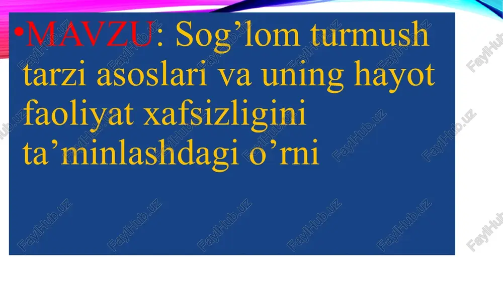 shu kabilar sog’lik uchun o’ta zararlidir. sog’lom turmush tarzini kechirishga sezilarli ta’sir etadigan, sog’likni zarur daraja ta’minlaydigan quyidagi omillar yordam beradi: 1) mehnatsevarlik bilan birga yaxshilanishga ishonch; 2) hajviya va hazillarga moyillik; 3) har bir holatga tez moslasha olish; 4) yaxshilikni uzoq vaqt esdan chiqarmaslik va yomon narsalarni tez unutish qobiliyati; 5) yengil (yoqimli) charchashga toza havoda doimiy jismoniy mehnat bilan shug’ullanish; 6) xursandchilik-sog’likning eng yaxshi do’sti, har soniyada, har soatda, kun davomida yaxshi kayfiyatda bo’lishni o’rganish lozim; 7) hayot va uning xursandchiliklarini mazmuni haqidagi insonning aqliy tafakkuri, maqsad sari intilish bilan ishonch birligi har bir kishini bosh tayanchi ekanligini anglash. inson unda bitta sog’lik mavjudligini, kasallik esa sanoqsiz, juda ko’p ekanligini har doim esda saqlashi va shu sababli ko’p sonli kasalliklar bilan kurashgandan ko’ra sog’likni asrash, avaylash osonligini unutmasligi kerak. bunday shunday xulosa chiqarish kerakki, sog’lom turmush tarzini yo’lga qo’yish, ko’pgina kasalliklardan butunlay qutulishga yoki ularga qarshi muvaffaqiyatli kurashishga …