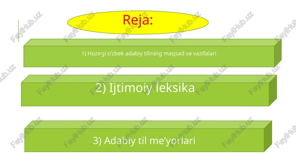 linadi. zamonaviy qatlam umumiste’moldagi so‘zlar yoki faol so‘zlar deb yuritiladi. eskilik va yangilik buyog‘iga ega bo‘lmagan so‘zlar zamonaviy deb yuritiladi. eski qatlam tarixiy so‘zlar va arxaizmlarga bo‘linadi. tarixiy so‘zlar yoki istorizmlar tarixga oid so‘zlar (hozirgi kunda yo‘q narsa-hodisalarning nomini bildiruvchi)dir. ba’zi so‘zlar ma’nosida semantik siljish bo‘lsa bunday so‘zlar zamonaviy hisoblanadi. masalan: boy cho‘chib o‘zini chetga oldi. iskandar xonadagi boy jihozlariga nazar tashlab qo‘ydi. (o.) 2) ijtimoiy leksika arxaizmlar. (yunoncha arhaios- «qadimgi»). hozirda mavjud (zamonaviy) narsa-hodisalarning eskirib qolgan atamalari arxaizmlar deb ataladi. masalan, ulus (xalq), firqa (partiya), tilmoch (tarjimon), oblast (viloyat), rayon (tuman) kabi. arxaizmlar bildirgan narsa-hodisalar hozirgi davrda mavjud bo‘lganligi sababli ularning yangi atamalari eskilarini siqib chiqaradi. talabga ko‘ra biri qolib, ikkinchisi iste’moldan chiqib ketgan bo‘ladi. tildan butunlay chiqib ketgan so‘zlar o‘miq (ko‘krak), budun (xalq), bitik (kitob) kabilar “o‘lik” so‘zlar deb yuritiladi. neologizmlar. neologizm atamasi “yangi so‘z” ma’nosidadir. (yunoncha neos- «yangi»). lingvistik adabiyotlarda bu atama odatda tilda yangilik belgisi (buyog‘i) …