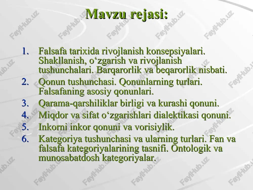, o‘z fikri to‘g‘riligini isbotlash mahorati suqrot va aflotunda yaqqol namoyon bo‘lgan abu nasr forobiy dialektikani “al-jadal” deb atagan. “inson,- deb yozadi forobiy,- haqiqatga yoki falsafaga faqat dialektik bahs orqali erishishi mumkin” borliqning ziddiyatliligi borliq haqidagi fikrlarning ziddiyatliligida o‘z aksini topadi. faylasuflar doim dunyo o’zgaruvchanmi yoki o’zgarmasmi? degan savol doirasida bahslashadilar. uzoq vaqtgacha, dunyo o‘zgarmasdir, deb kelingan edi. keyinchalik uning o‘zgaruvchanligi haqidagi g‘oya paydo bo‘ldi. geraklitning bir daryoga ikki marta tushib bo‘lmaydi, degan so‘zlarini eslaylik. xo‘sh, faylasuflardan qaysi birlari haq? dunyo o‘zgarmasdir, deganlarimi yoki, u o‘zgaruvchandir, deganlarimi? sog‘lom fikr dunyoda o‘zgaruvchanlik ham, barqarorlik ham mavjudligidan dalolat beradi. harakatning mohiyatini tushunishga uringan qadimgi yunon faylasufi zenon (490-430 er. avv.) ana shunday muammoga duch kelgan. o‘z mantiqiy muhokamalarining yakunida u to‘g‘ridan-to‘g‘ri qarama-qarshi xulosaga – harakat mumkin emas, degan xulosaga keladi. bu mantiqiy paradokslar aporiyalar deb atala boshladi. masalan, «dixotomiya» deb atalgan mashhur aporiyani qarab chiqamiz. zenon birorta predmet harakatini boshlang‘ich nuqtasidan so‘nggi …