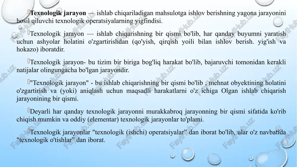 bo'lgan inson harakatlaridan va cvoki) jihozlardan iborat bo tlgan texnologik operatsiyaning tugallangan qismi. texnik jarayonni amalga oshirish uchun ishlab chiqarish vositalari to'plamidan foydalanish kerak - texnologik asbob uskunalar, ”texnologik asbob-uskunalar” deb ataladi. "o'rnatish” - ishlov beriladigan qismni yoki yisilgan yig'ish moslamasini o'zgarmagan holda mahkamlash bilan amalga oshiriladigan texnologik operatsiyaning bir qismi. har safar ishlov beriladigan qism yana olib tashlangan va keyin mashinaga irnatilganda yoki yangi sirtni qayta ishlash uchun ishlov o beriladigan qism istalgan burchakdan aylantirilganda, yangi o'rnatish amalga oshiriladi. pedagogik texnologiya inson ongi, tafakkuri bilan bog'liq bilimlar sohasi sifatida murakkab va hammaga ham tushuntirish mumkin bo'lmagan pedagogik jarayonni ifoda etadi. uning o'ziga xos jihati — tarbiya muammosini ham qamrab olishidir. demak, texnologiya samaradorligi inson o'zining ko'p qirrali tomonlari bilan unda qanchalik to'liq namoyon bo'lyapti, uning psixologikkasbiy jihatlari, ularning kelajakda rivojlanishi woki pasayishi) qanday hisobga olinyapti, degan savollarning yechimiga bog'liq ekan. shu jihatdan olganda texnologiya shaxsning rivojlanish bosqichlarini loyihalashtirish, tashxislash …