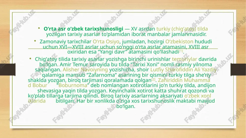 ilda sulton abu said mirzo buyrugʻi bilan qatl etilgan. muhammad solih uzoq vaqt hirotda yashab, tahsil olgan. 1494-yildan samarqand amiri darvesh muhammad tarxon xizmatida boʻlgan. 1500-yildan shayboniyxonga xizmat qildi. shayboniyxon vafotidan keyin (1510) umrining oxirigacha ubaydullaxonning kotibi lavozimida faoliyat yuritdi. shayboniyxonga oʻzining “shayboniynoma” biografik she’rini bagʻishlagan. fors tilidagi “shayboniynoma” kitobi kamoliddin binoiy tomonidan yozilgan. yana bir muallif mulla shodiy ham shayboniyxon hayoti haqida hikoya qiluvchi “fathnoma” nomli she’r yozgan. muallifi nomaʼlum boʻlgan “tavorixi guzidayi nusratnoma” yilnomasi shayboniyxonga bagʻishlangan. kitobning birinchi qismida turklarning ajdodlari va chingizxon haqida ma’lumotlar berilgan. juvayniy, rashiduddin asarlari asosida tuzgan. bundan tashqari, muallif ulugʻbekga nisbat berilgan “tarixi ʻarba ulus” (“toʻrt ulus tarixi”) kompozitsiyasidan ham foydalangan. tarixda shayboniyxonning bobosi abulxayrxonning koʻchmanchi o'zbeklar davlatida taxtga oʻtirishi tasvirlangan. abulxayrxon vafotidan keyingi davr va shayboniy movarounnahrning zabt etilishi ayniqsa batafsil yoritilgan[3]. kitob 1504-yilda shayboniyning andijonni bosib olishi voqealari bilan yakunlanadi va shu asosda uning tugashi 1505-yilga toʻgʻri keladi. kitob mazmuni ham, …