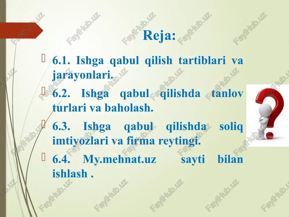 menejerlar, inson resurslari bo'yicha generalistlar va ishga yollash bo'yicha mutaxassislarga ishga yollash topshirilishi mumkin, lekin ba'zi hollarda jarayonning bir qismini bajarish uchun davlat sektoridagi bandlik, tijorat yollash agentliklari yoki mutaxassis qidiruv bo'yicha maslahat xizmatlaridan foydalaniladi. ishga yollashning barcha jihatlarini qo'llab-quvvatlaydigan internetga asoslangan texnologiyalar, jumladan, sun'iy intellektdan foydalanish keng tarqaldi.[1] jarayonlari yangi ish o'rinlari yoki sezilarli darajada o'zgartirilgan ishlar uchun ish tahlili . bu ish uchun talab qilinadigan yoki qidirilayotgan bilim, ko'nikma, qobiliyat va boshqa xususiyatlarni hujjatlashtirish uchun qabul qilinishi mumkin. ulardan tegishli ma'lumotlar shaxs spetsifikatsiyasida olinadi.[2] manba - nomzodlarni jalb qilish yoki aniqlash skrining va tanlash - to'g'ri nomzodni tanlash, suhbatlashish va ishga olish. manba manba - bu bo'sh ish o'rinlarini to'ldirish uchun nomzodlarni jalb qilish va aniqlash uchun bir yoki bir nechta strategiyalardan foydalanish. bu ish portallari, mahalliy yoki milliy gazetalar, ijtimoiy media, biznes ommaviy axborot vositalari, mutaxassislarni ishga olish bo'yicha ommaviy axborot vositalari, professional nashrlar, oyna e'lonlari, bandlik …