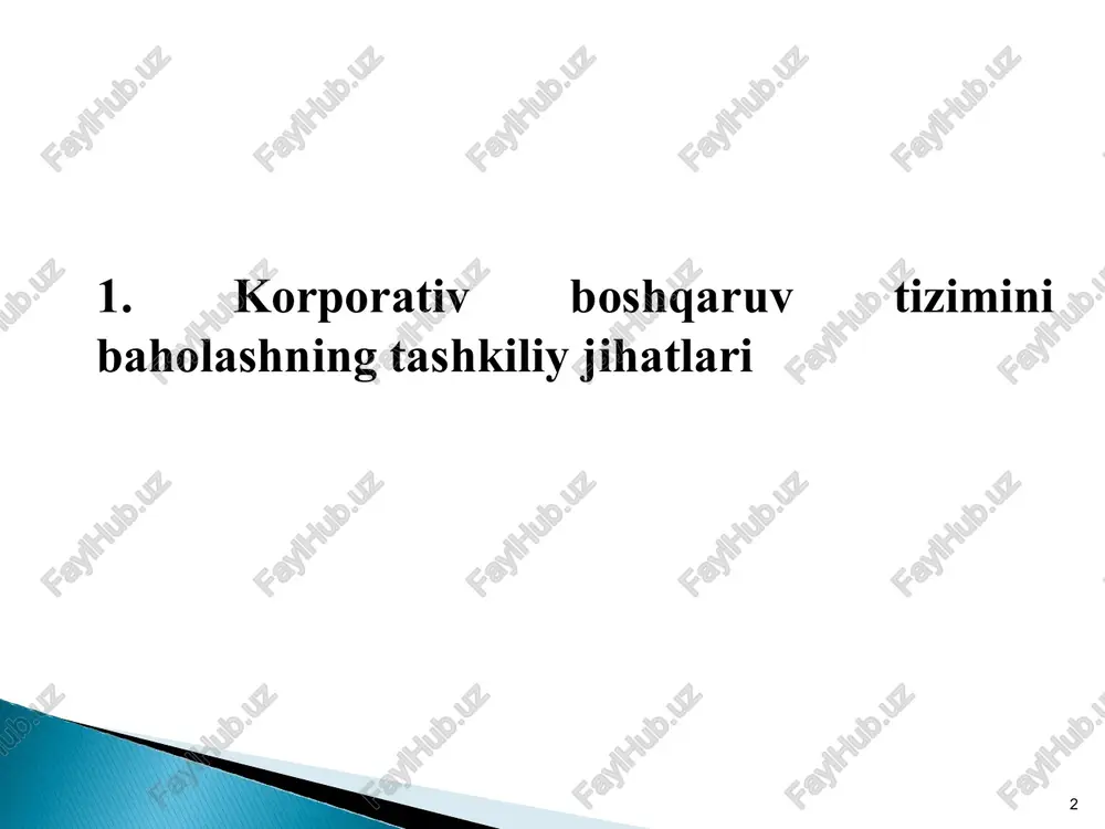 ayinlash bo’yicha savollar va ular bo'yicha ballar taqsimoti * aksiyadorlik jamiyatlarida korporativ boshqaruv kodeksi tavsiyalariga rioya qilinishini baholash bo‘yicha savo'llar hamda ular bo‘yicha umumiy ballning taqsimlanishi aj tashkiliy tuzilmasining namunaviy tuzilmaga muvofiqligini baholash bo‘yicha savollar hamda ular bo‘yicha ballar taqsimoti tanlov asosida ijroiya organi rahbari va a’zolarini tayinlash bo’yicha savollar va ular bo'yicha ballar taqsimoti mhxs va xalqaro audit standartlariga o'tishni baholash savollari va ular bo'yicha ballar taqsimoti * aksiyadorlik jamiyatida zamonaviy boshqaruv tizimlari joriy etilishini baholash * axborot siyosatini baholash bo'yicha savollar va ular bo‘yicha ballar taqsimoti * moliyaviy natijalami baholash savollari va ular bo'yicha ballag taqsimoti * aj faoliyatining boshqa yo'nalishlarini baholash savollari va ular bo'yicha ballar taqsimoti * * * * * 2.aksiyadorlik jamiyatlarida korporativ boshqaruv tizimini baholash natijalari tahlili 2016-2017-yillarda qimmatli qog'ozlar markaziy depozitariysi tomonidan 107 ta aksiyadorlik jamiyatida korporativ boshqaruv tizimini baholash natijalari bo'yicha o'rtacha ballar va ulaming eng yuqori bahoga nisbatan foizi quyidagi jadvalda …