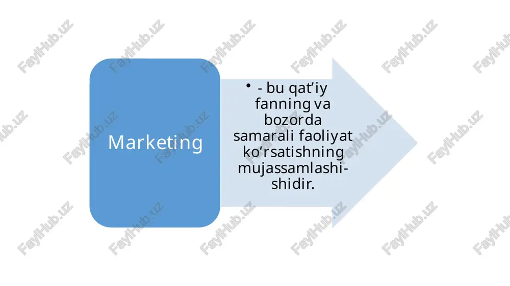 i tayyorlash ehtiyojni qondirish (talabni) bozor to’g’risida ma’lumotlar talabni bashorat qilish va o’rganish marketing tadqiqotlari aqshda boshlanib o’tgan asrning 80-yilaridan boshlangan. avvalo marketing u yoki bu mahsulotga bo’lgan talabni o’rganishdan boshlangan. keyinchalik marketing tadqiqotlari qanday mahsulot ishlab chiqarish, ishlab chiqarishni tashkil qilish masalalariga bag’ishlandi. 60-yillardan boshlab reklama faoliyatini rivojlantirish, firma, kompaniya, tovarlarning raqobatbardoshligini oshirishga qaratilgan tadqiqotlar avj oldi. ilmiy izlanishlar natijasi tezlik bilan amaliyotga joriy qilina boshlandi. yirik firma va kompaniyalar o’z tarkiblarida marketing xizmatini tashkil qila boshladilar. marketolog mutaxassislar eng ko’p maosh oladigan nufuzli kishilarga aylandilar. aqshda ko’plab marketing xizmati ko’rsatadigan firmalar paydo bo’ldi. ularning soni 90-yillarning o’rtalariga kelib 700 mingtadan oshib ketdi. marketing asoslarini firma, kompaniyalarning rahbarlari ham o’rgana boshladilar. ayniqsa tovarlarni sotish bilan shug’ullanadigan mutaxassislar bozorlarni tadqiq qilish usullariga o’qitiladigan bo’ldilar. aqshda marketing muammolariga bag’ishlangan ko’plab jurnallar chop etila boshlandi. 50-yillardan boshlab marketing g’arbiy yevropa, yaponiya, lotin amerikasi mamlakatlariga tarqala boshladi. yaponiyada asosiy e’tibor ichki va tashqi …