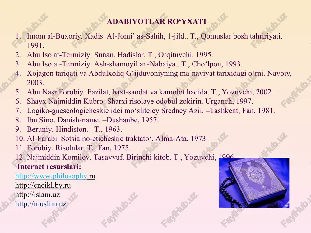 moturidiy, abu mu’in an-nasafiy kabi islom olimlari yetishib chiqdi. shuningdek forobiy, ibn rushd, ibn sino va boshqa mutafakkirlar ham yetishib chiqdiki, ularning sa’y-harakatlari bilan diniy, islomiy ilmlar bilan birga islom falsafasini nazariyasi bo‘lmish kalom ilmi, hadisshunoslik, fiqh kabi fanlar rivoj topdi. islom tadrijan rivoj topar ekanmadaniyati va qarashlari islomdan farqli bo‘lgan xalqlarga islomni tanitish, o‘z dinlarining boshqa dinlardan afzalligini ko‘rsatishda muqaddas kitoblar bilan kifoyalanibgina qolmay, mantiqiy jihatdan isbot qilish hayot-mamot masalasiga aylandi. bu, o‘z navbatida, yangi g‘oya va yo‘llarning paydo bo‘lishiga olib kelishi ravshan edi. ikkinchi tomondan esa, mavjud siyosiy tuzum ichidagi beqarorlikni bartaraf etish, musulmonlarning turli firqalarga bo‘linib ketishiga yo‘l qo‘ymaslik zarurati ulamolarni yangi izlanishlarga majbur qildi. ushbu omillar islomning fikrlovchi doiralarida falsafiy bahslarning paydo bo‘lishiga zamin tayyorladi. ma’lumki, islom falsafasi o‘z taraqqiyoti davomida shariat ilmining tarkibiy qismiga aylandi. islomni falsafiy o‘rganish muhammad (s.a.v.) vafotidan keyin darhol ko‘zga kuringan bo‘lsa-da, fan sifatida, ma’lum ma’noda, aqliy (ratsional) ta’limot sifatida shakllanishi …
