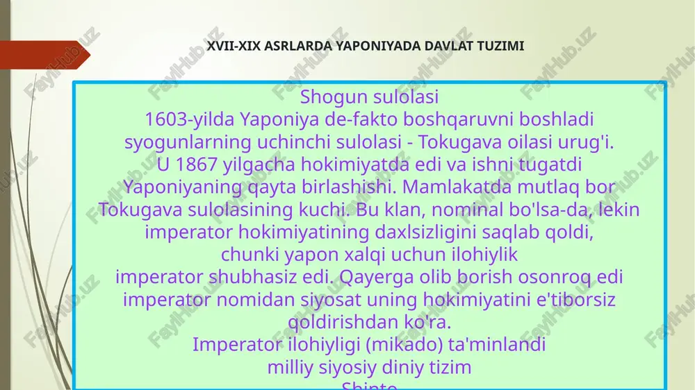 yaponiyani 50 yil davomida yaponlar bilan savdo qilgan portugallar kashf etgan. 1552 yilda ispanlar yaponiyaga, keyin gollandlar va inglizlar kelishdi. yaponiyada xristian dini tarqala boshladi, bu diniy yaponiyaliklar orasida evropadan kelgan missionerlar tomonidan targ'ib qilingan. dastlab yaponlar missionerlar va iyezuitlarni qo‘llab-quvvatlagan bo‘lsalar, keyinchalik ular yevropaliklar din niqobi ostida yaponiya mustaqilligini cheklashga, uni qo‘lga olishga harakat qilishayotganini anglab yetdi. 1587 yilda qabul qilingan farmon barcha xristian missionerlarini 20 kun ichida mamlakatdan chiqarib yuborishni qonuniylashtirdi. aks holda, ular o'limga hukm qilindi. ammo bu qonun tijoratga qarshi emas edi. chet ellik savdogarlar tadbirkorlik bilan shug'ullanishlari va mamlakatda xohlagancha qolishlari mumkin edi, ammo agar savdogarlar missionerlarning kirib kelishiga yordam berishsa, ularning mol-mulki musodara qilinardi. qabul qilingan farmon yaponiya xavfsizligini ta’minlash va uning mustaqilligini saqlab qolishga xizmat qilishi kerak edi.tokugava xideyoshi birinchilardan bo‘lib nasroniylikni qabul qilgan yaponlar tahdidini tushungan, chunki yevropaliklar missionerlar yuborib, xristian dinini targ‘ib qilishdan umidvor edilar. uni qabul qilgan yaponlarni mamlakatni zabt …