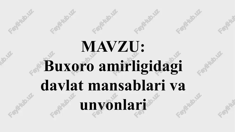vazirlarnikidan ortiq bo`lgan, u: hibsga olish jazo berish qatl qilish gunohkor molini musodara etish huquqlariga ega bo`lgan. davlatda favqulodda holatlar bo`lib qolganda “kull qo`shbegi” (hamma qo`shbegi) mansabi ham joriy etilgan. bunday vaqtda “qo`shbegi kalon” - “qo`shbegi poyon”ning vazifalarini ham bajargan. buxoro arki xix asr “majma` ul-arqom” ma`lumotiga qaraganda eng oliy mansab qoziylar mansabi bo`lgan. ulardan so’ng oliy darajada … shayx ul-islom qozi ul-quzzot qozi askar viloyat qozisi xx asr boshiga kelib qozi kalon (qozi ul-quzzot) va raisi kalon mansablari buxoro amirligi hayotida asosiy o`rinni egallagan. qozi kalonni yana “qozi sha`ri sharif” deb ham ataganlar. bu ikki qozi mansab egalari: jazo berish molini musodara qilish shariat bo`yicha sud qilish hibsga tashlash huquqlariga bo`lgan. shu martabalarning keyingi ikkinchi pog`onasida muftilar turgan … uning yuqori darajasi a`lam mansabi bo`lib, sohibi yurish va lashkar tortishlar vaqtida fatvo bergan. muhtasib uchinchi darajada turgan. muhtasib mansabiga tayinlangan kishi sayyidlar avlodidan bo`lishi lozim bo`lgan. viloyatlarda esa sayid …