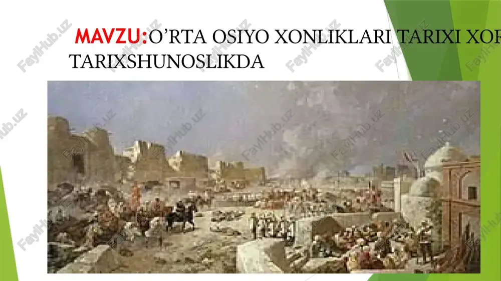an (qoʻlyozma istanbulda saqlanadi). 1556-yilda urganch hokimi ali sulton (?-1565) davrida tarixchi salir bobo oʻzining koʻrsatmasi bilan rashiduddinning “jomi at-tavorix” asarini fors tilidan tarjima qilgan. buning sharofati bilan mahalliy turkiyzabon aholining bilimdon qatlami birinchi bor jahon tarixi bilan tanishish imkoniyatiga ega boʻldi[12]. oʻzbek tarixshunosligining yuksak professional darajasiga erishish oʻzbek tarixchisi, shoiri, siyosatchisi, sharq tabobati boʻyicha mutaxassis, xorazm hukmdori abulgʻoziy bahodirxon (1603-1664) faoliyati bilan bogʻliq. siyosiy voqealar qizgʻin pallasida ogʻir yillarni boshidan kechirib, umrining oxirida siyosatdan nafaqaga chiqdi va taxtni oʻgʻli anushaxonga (1663-1687) oʻtkazib, soʻnggi yillarini ilm-fanga bagʻishladi. abulgʻozixonning asosiy ilmiy merosi “shajarayi turk va moʻgʻul” (“turk va moʻgʻullar nasabnomasi”) kompozitsiyasidir. kitob 9 ta yirik bobdan iborat boʻlib, ulardan 7 tasida turkiylarning afsonaviy tarixi, chingizxon va uning vorislari tarixi tasvirlangan boʻlib, rashiduddinning “jomi at-tavorix” va ali yazdiyning “zafarnoma” asarlarining kompilyatsiyasidir. oxirgi 2-bob movarounnahr va xorazm shayboniylariga bagʻishlangan. ushbu boblar orginaldir. shayboniyxonning oʻzi “shiboniy” taxallusi bilan she’r yozgan. shayboniyxonning oʻrta osiyo turkiy …