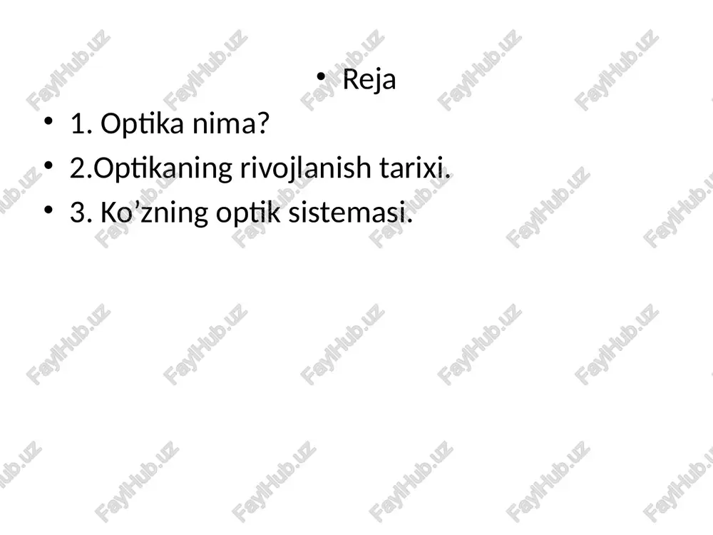 lish lazerli 3d prototiplash quwvatli femtosecond lazeri optik va lazer texnologiyalarining rivojlanishi aloga q j trans. &. metro ty a yay metro telefoniya / ma*lumotiar /internet ma’ lumotlarni yozish va saqlash blu-ray 2nckh prezasion lazerli : == qayta ishlash lazer nurnibilan sochga yozish mirrosxemalar yaratish uchun . fotolitografiya lazerlarning tibbiyotda qo’ llanilishi va optik tasvirlarni yaratish lazer nuribilan ko*z jayrarih 3-d fasviri nuqsonlarini to’g’rilash ko'rish analizatorining tuzilishi va yoshga xos xususiyatlari ko'rish organi ko*z~bo'lib, insoniyat ko'zi orqali (dunyodagi) \barcha narsalarning rang-barangligint uning osimlik~ va _ hayvonot dunyosini organish bilan birga oqishni, yozishni va _mehnatning boshga turlarini +o rganadi. ko'zning bevosita _ ta'sirlovchisi yorug lik —_bo'lib, yorug lik koz retseptoriariga / ta'sir. etib. ko-ruy, sezgisini hosil giladi.ko-ruw organi bolanini 11-12 yoshigacha rivojlanib boradi. koz gavhari xoroid ‘ <” shishasimon rangdor parda nana. *s oar ko'r maydon qorachiq -~----- / oldingi kamera \ ko'ruv nervi to'r parda ko’zning tuzilishi. ko’z bosh suyagining …