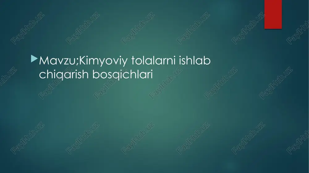 n kimyoviy tolalarga qoʻshishadi. sanoatda ishlab chiqariladigan kimyoviy tolalar turlari: 1) uzun yakka tola; 2) shtapel tola (ingichka tolalarning kalta boʻlaklari); 3) filament iplar (bir talay ingichka va juda uzun tolalarning eshilgan tutami). kimyoviy tolalar qanday maqsad uchun ishlatilishiga qarab toʻqimachilik va texnika iplariga boʻlinadi. ularning koʻpchiligi pishiq, gʻijimlanmaydi, yorugʻlik, namlik, zamburugʻlar, bakteriyalar, kimyoviy moddalar va issiq taʼsiriga chidamli image2.png image3.png image4.png image5.png /docprops/thumbnail.jpeg ‘termiz devt univaitas milysoce vo san’ at fakuttetiyengjlsancat ‘im "yo nalshi2kursa2)-guuh falobos ‘obomuradovebakning tk uyumlor materaiehunasig fonision eyyerogen mustogshi