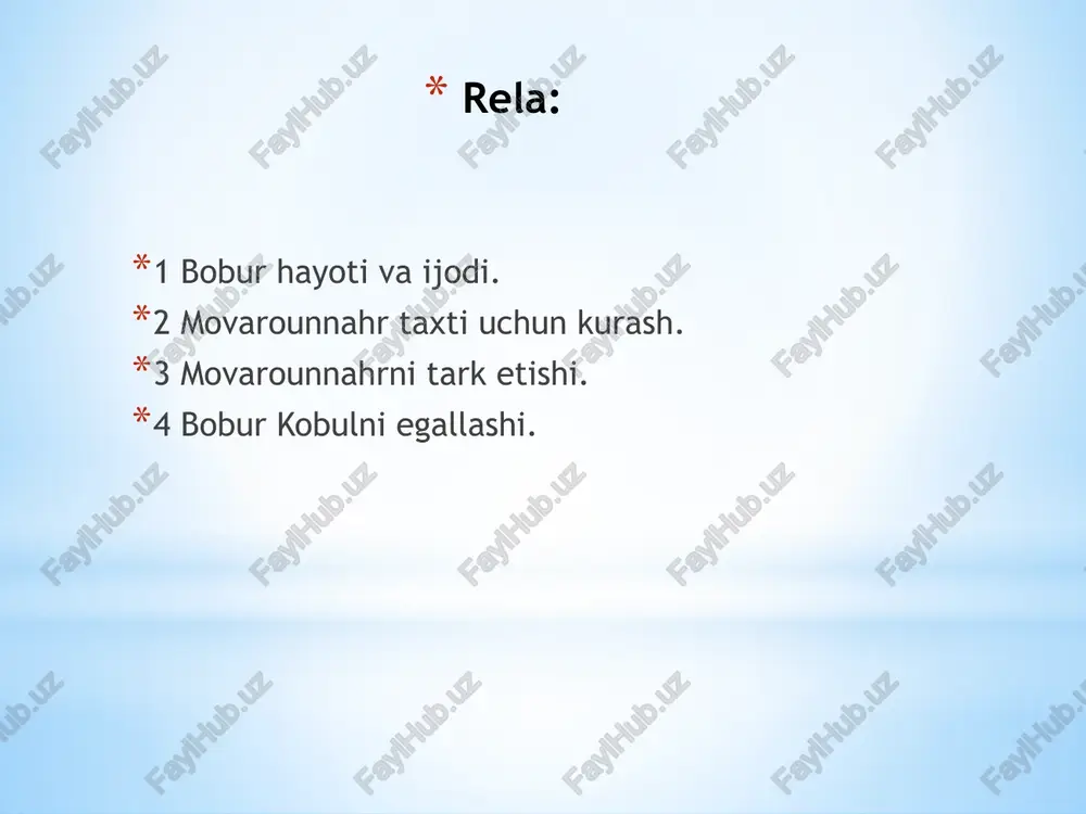 hr xv asr oxirida oʻzaro nizolashayotgan temuriy shahzodalar yoki mulkdor zodagonlar boshchilik qilib turgan, deyarli mustaqil boʻlib olgan koʻpdan koʻp viloyatlarga parchalanib ketgan edi. movarounnahr taxti uchun kurash avjga chiqqan, turli siyosiy fitnalar uyushtirilmoqda edi. buning ustiga umarshayx mirzoga tobe bir necha bek va hokimlar yosh hukmdorga (boburga) boʻysunishdan bosh tortadilar. ularning ayrimlari boburning ukalarini yoqlasa, baʼzilari mustaqillik daʼvosini qiladi, yana boshqa birlari boburga raqib, boshqalari amaki, togʻalariga qoʻshilib, uni jismonan yoʻqotish payiga tushadi. oʻz amakisi va togʻasi boʻlmish sulton ahmad mirzo bilan sulton mahmudxon xurujlarini daf qilgan bobur hukmronligining dastlabki 2—3-yilida mavqeini mustahkamlash, bek va amaldorlar bilan oʻzaro munosabatni yaxshilash, qoʻshinni tartibga keltirish, davlat ishlarida intizom oʻrnatish kabi muhim chora-tadbirlarni amalga oshiradi. boburning dastlabki siyosiy maqsadi amir temur davlatining poytaxti, strategik va geografik jihatdan muhim boʻlgan samarqandni egallash va movarounnahrda markazlashgan kuchli davlatni saqlash, mustahkamlash hamda amir temur saltanatini qayta tiklashdan iborat edi. movarounnahrni tark etishi. bobur temuriylar saltanatini …