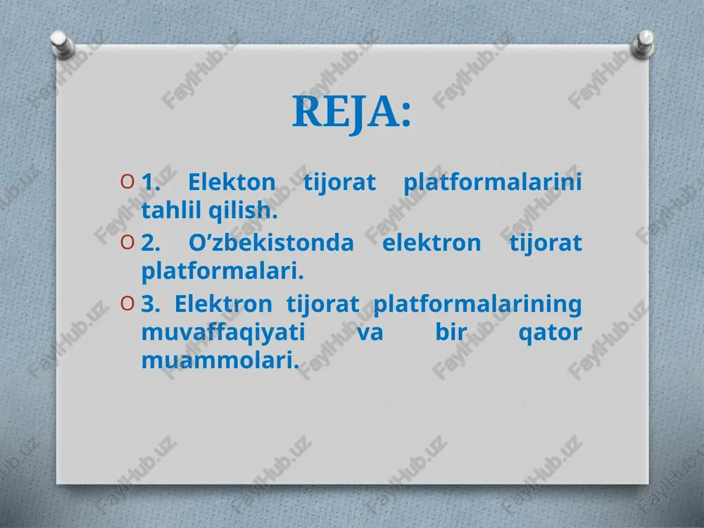 sda kengaytirishga katta hissa qo'shadi. shopify – bu kichik biznesga o'zlarining onlayn-do'konlarini ochish va boshqarish imkoniyatini beradigan platforma. 2006-yilda tashkil etilgan shopify bugungi kunda millionlab kichik korxonalarni qo'llab-quvvatlaydi va ularni global bozorga olib chiqadi. shopify-ning sodda va qulay interfeysi bilan kichik biznes egalari o'z mahsulotlarini onlayn sotish imkoniyatiga ega bo'ladilar. 2022-yilda shopify orqali sotuvlar 175 milliard dollarga yetdi, bu kichik va o'rta biznesning elektron tijoratdagi muvaffaqiyatini ko'rsatadi. o'zbekiston bozorida elektron tijorat platformalari ham rivojlanmoqda. so'nggi yillarda mahalliy elektron tijorat platformalari, masalan wildberries.uz, olx.uz, zoodmall, uzum market, asaxiy, chakana.uz va xazna bozori, aholiga keng ko'lamli onlayn savdo imkoniyatlarini taqdim etadi. 2021-yilda wildberries.uz o'zbekiston bozoriga chiqdi va tez orada mahalliy mijozlar orasida mashhur bo'ldi. ushbu platforma keng turdagi mahsulotlarni yetkazib berishni ta'minlaydi va o'zbekistonning turli mintaqalariga tezkor yetkazib berish bilan ajralib turadi. zoodmall arzon narxlari va aktsiyalari bilan iste'molchilar e'tiborini tortadi. mahalliy tadbirkorlar uchun platforma olx.uz bu sizning mahsulotingizni sotish va mijozlar …