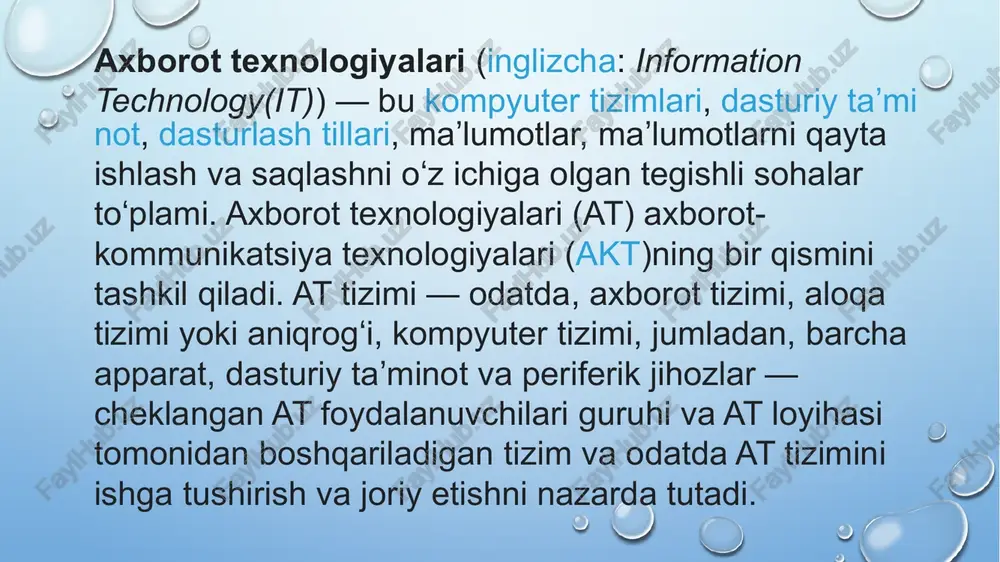 chiqildi. kompyuter fanlari gʻoyalari birinchi marta 1950-yillardan oldin massachusets texnologiya instituti (mit) va garvard universitetida tilga olingan, ular kompyuter sxemalari va raqamli hisoblarni muhokama qilishgan va oʻylashni boshlaganlar. vaqt oʻtishi bilan at va informatika sohasi murakkablashdi va koʻproq maʼlumotlarni qayta ishlashga qodir boʻldi. turli tashkilotlardan ilmiy maqolalar chop etila boshlandi. dastlabki kompyuterlarga nazar tashlaydigan boʻlsak, alan turing, j. presper ekkert va jon mauchli 1900-yillarning oʻrtalarida kompyuter texnologiyalarining asosiy kashshoflari hisoblangan. ularga oʻzlarining ishlanmalari uchun bunday kredit berish, ularning harakatlarining aksariyati birinchi raqamli kompyuterni loyihalashga qaratilgan edi. shu bilan birga, sunʼiy intellekt kabi mavzular koʻtarila boshlandi, chunki tyuring oʻsha davr texnologiyasini shubha ostiga qoʻya boshladi. 7 klapanli elektron kompyuterlar 1940-yillarning boshida paydo boʻla boshladi. 1941-yilda tugallangan elektromexanik zuse z3 dunyodagi birinchi dasturlashtiriladigan kompyuter edi va zamonaviy standartlarga koʻra toʻliq hisoblash mashinasi hisoblanishi mumkin boʻlgan birinchi mashinalardan biri edi. ikkinchi jahon urushi paytida colossus nemis xabarlarini shifrlash uchun birinchi elektron raqamli kompyuterni …