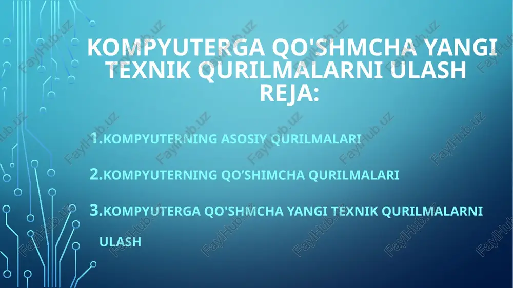 beradi. 2-qadam. topmoq monitor kabeli. bu odatda vga yoki dvi kabelidir. u rasmdagi kabi, yoki avliyo ranglar. (agar sizda monobok bo'lsa, men 4-bosqichga borishingiz mumkin). 3-qadam. kabelning bir uchini ulang port monitorti tizim blokining orqa panelida va ikkinchisi - monitorga. kabelni ta'minlash uchun plastmassa murvatini mahkam bog'lang. ko'pgina kompyuter kabellari faqat ma'lum bir portlar bilan bog'liq. shuning uchun, agar kabel qo'shilmagan bo'lsa, ulagichni buzmaslik uchun kuch bermang. vilka portga kirib, keyin ularni ulang. qaysi kabellar qaysi portlarga tegishli bo'lishini tushunish, darsimizni bilib oling. 4-qadam. klaviaturani qutisidan oling va uning kabelida qaysi ulagichni aniqlang: usb (to'rtburchaklar) ulagichi yoki ps / 2 (dumaloq). agar siz usb ulagichidan foydalanayotgan bo'lsangiz, uni tizim blokining orqa panelidagi har qanday usb portiga ulang. agar ps / 2 ishlatilgan ulagich bo'lsa, uni tizim blokidagi orqa panelidagi binafsha klaviatura portiga joylashtiring. 5-qadam. sichqonchani qutisidan oling va qaysi bir ulagichni aniqlang: usb (to'rtburchaklar) ulagichi yoki ps / 2 (dumaloq). …