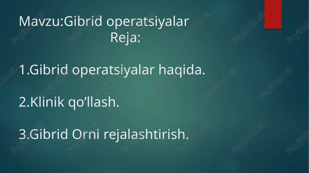 mobil c-qo'l , ultratovush va endoskopiya ko'rinishida operatsiya xonasining standart qismi bo'lib kelgan bo'lsa-da , bu yangi minimal invaziv muolajalar tananing kichik qismlarini ko'rsatadigan tibbiy tasvirni talab qiladi, masalan. yurak mushagida anjiyografik uskunalar bilan nozik tomirlar gibrid operatsiya xonalari hozirda ko'p hollarda yurak, qon tomir va neyroxirurgiyada qo'llaniladi, ammo boshqa ko'plab jarrohlik turlarida foydalanish mumkin. yurak-qon tomir jarrohligi tahrirlash yurak qopqog'ini almashtirish operatsiyalari, aritmiya va aorta anevrizmasi operatsiyalari gibrid operatsiya xonasining tibbiy tasviridan foydalanishdan foyda keltiradi. gibrid kardiojarrohlik ushbu kasalliklarni davolashda keng qo'llaniladigan usuldir. bundan tashqari, aorta anevrizmasini ko'proq endovaskulyar davolash tendentsiyasi gibrid tomir jarrohligida angiografik tizimlarning ko'payishiga olib keldi . ayniqsa, murakkab endograftlar uchun gibrid operatsiya xonasi ajralmas hisoblanadi. bundan tashqari, u intensiv terapiya uchun juda mos keladi . ba'zi jarrohlar operatsiya vaqtida murakkab endograftlarning holatini ikki marta tekshiribgina qolmay, balki operatsiyani rejalashtirish uchun hamrohlik qiluvchi ilovalar bilan o'zlarining angiografiya tizimlaridan foydalanadilar. odatda, operatsiyadan oldin olingan kompyuter tomografiyasi va …