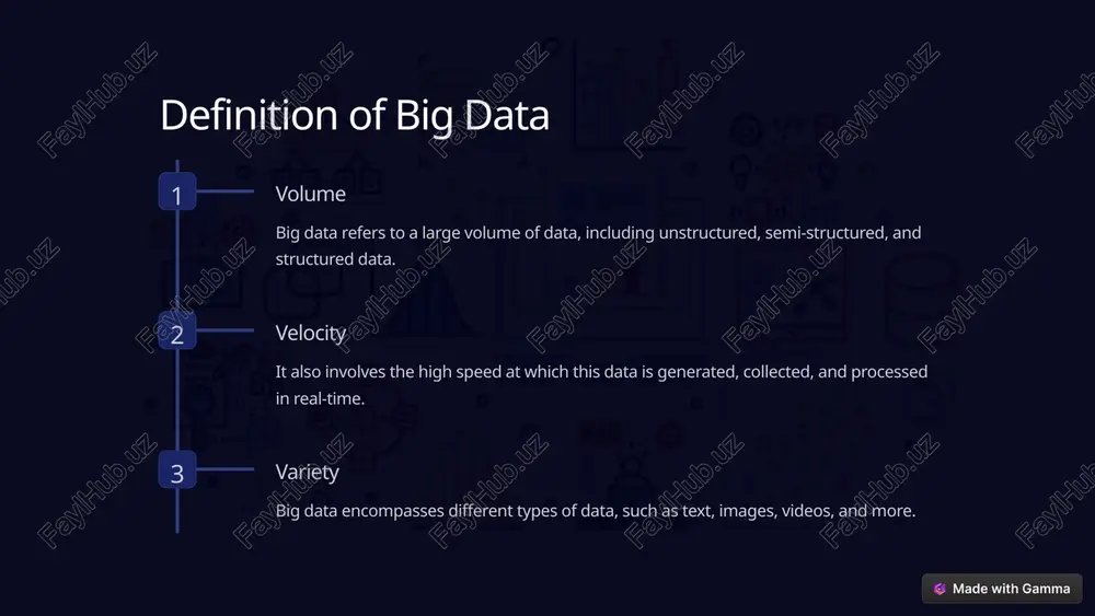 ata analysis. enhanced customer experience personalization and targeted offerings based on customer data analysis. 6 use cases and examples of big data technology finance financial institutions use big data for risk assessment, fraud detection, and customer analytics. healthcare big data is utilized for medical research, personalized treatment, and patient monitoring. e-commerce it powers product recommendations, customer behavior analysis, and supply chain optimization. 7 future trends and advancements in big data technology ai integration ai integration increasing integration of ai and machine learning into big data technologies for enhanced analysis. edge computing edge computing exponential growth in edge computing to process data closer to its source. iot expansion iot expansion iot devices generating vast data streams will contribute to big data technology growth. 8 image-1-1.png image-1-2.jpeg image-1-3.png image-1-4.png image-2-1.png image-2-2.png image-2-3.png image-3-1.png image-3-2.jpeg image-3-3.png image-4-1.png image-4-2.png image-4-3.png image-4-4.jpeg image-4-5.png image-5-1.png image-5-2.jpeg image-5-3.png image-5-4.png image-5-5.png image-5-6.png image-6-1.png image-6-2.jpeg image-6-3.png image-7-1.png image-7-2.png image-7-3.png …