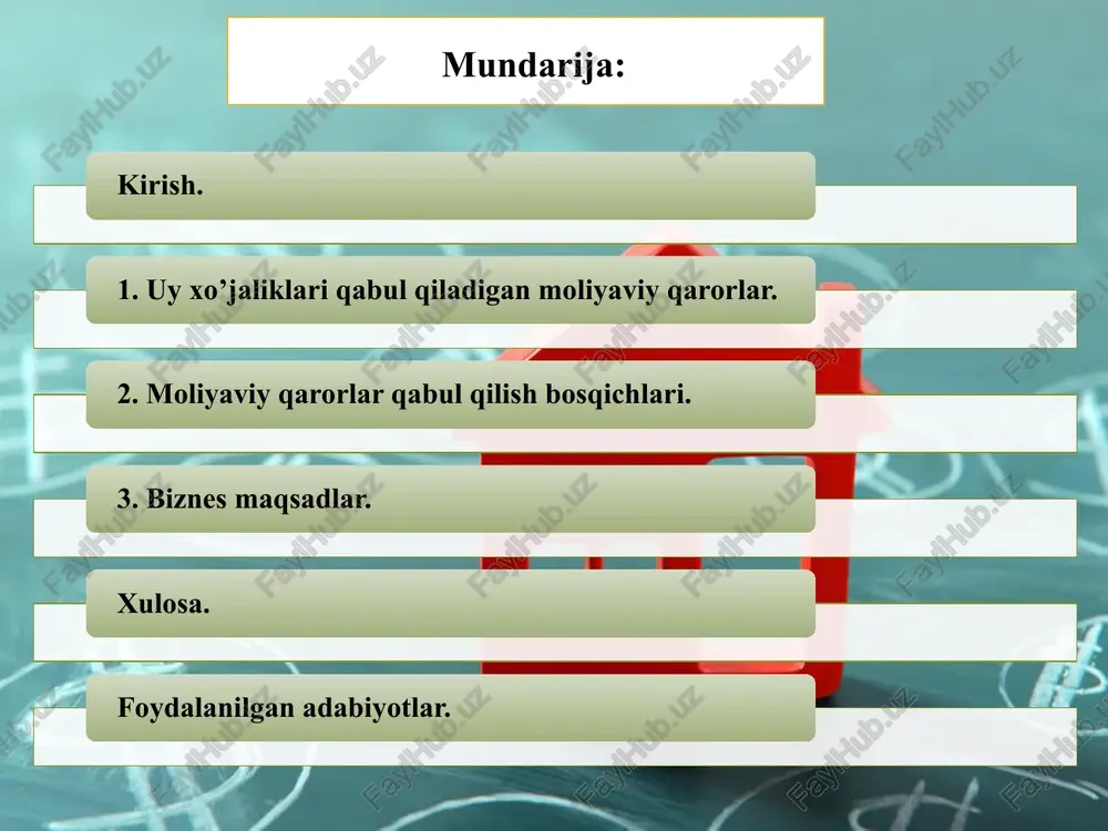 uy xo‘jaliklari iqtisodiyotda tovarlar va xizmatlarni iste’mol qiluvchilar sifatida maydonga chiqadi va demak, bozor talabini aniqlab beradi. bir vaqtning o‘zida, uy xo‘jaliklari jamiyat yalpi daromadining bir qismini jamg‘aradi, real va moliyaviy aktivlarni sotib olish orqali moliyaviy rezervlarni yaratishda ishtirok etadi, soliq to‘lovlari orqali esa davlatning markazlashtirilgan moliyaviy fondlarini shakllantirishda muhim rol o‘ynaydi. odatda, “uy xo‘jaligi” atamasidan milliy statistikada aholidan (kishilar to‘plamidan) iborat bo‘lgan institutsional birlikni ifodalash uchun foydalaniladi. shuning uchun ham birlashgan millatlar tashkiloti (bmt) tomonidan tavsiya etilgan milliy hisoblar tizimining (mht) zamonaviy xalqaro andozasi (standarti) uy xo‘jaligini yagona yashash maydonida birgalikda yashayotgan, umumiy fondga o‘zlarining daromadlari va boyliklarini to‘liq yoki qisman berayotgan va ayrim tovarlar hamda xizmatlarni, eng asosan uy-joy va iste’mol mahsulotlarini umumiy tarzda (birgalikda) iste’mol qilayotgan kishilarning katta bo‘lmagan guruhi, deb ta’riflaydi. tarkibi va hajmi turlicha bo’lgan oilalar uy xo’jaliklari deb ataladi. o’zbek iqtisodiy adabiyotida uni “oila xo’jaligi” yoki “xonadon xo’jaligi” kabi talqin qilish holatlai mavjud. lekin …