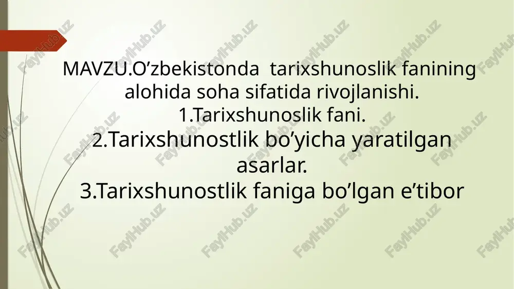 miy kadrlarning salohiyati, ularning fan rivojiga qoʻshgan hissalarini oʻrganish kabi vazifalarni ham bajaradi. tarixshunoslik tadqiqotlarining bir qancha tahlil usullari mavjud: qiyosiy tarixiy usul —turli tarixiy davrlarda tarixiy maʼlumotlar qanday paydo boʻldi, harakatlandi, oʻzgardi va rivojlandi, jamiyat taraqqiyotida tarixiy fikrlarning paydo boʻlishi va rivojlanishi jarayonini aniqlashda qoʻllaniladi; aniq tahliliy usul — olib borilgan tarixshunoslik tadqiqoti voqea-hodisalar tafsilotini kelib chiqish sabablari, rivojlanish jarayonini nazariy va faktik materiallarning oʻzaro aloqasida tahlil qiladi, ularning fanda qanday yoritilganligini oʻrganadi; mantiqiy tahliliy usul — katta imkoniyatlarga ega boʻlib, tarixiy muammoning oʻziga xos xususiyatlari, tuzilishi, boshqa tarixiy hodisalar bilan bogʻliqligini oʻrganishda qoʻllaniladi. boshqacha aytganda, maʼlum bosqich yoki davrda tarix fanining rivojini jamiyat taraqqiyotining asosiy yoʻnalishi bilan bogʻliqlikda ifodalaydi; xronologik usul — voqea-hodisalar haqida turli bosqich yoki davrda toʻplangan tarixiy faktlarni oʻzaro bogʻliqlikda oʻrganishda qoʻllaniladi. bu esa turli zamonda ilmiy fikrlarning harakatini, muammoga yondashuvda konsepsiyalar, qarashlar, gʻoyalarning oʻzgarib borishini xronologik tartibda takroriy yoki xilma-xil jihatlarini ochib beradi; davriylashtirish …