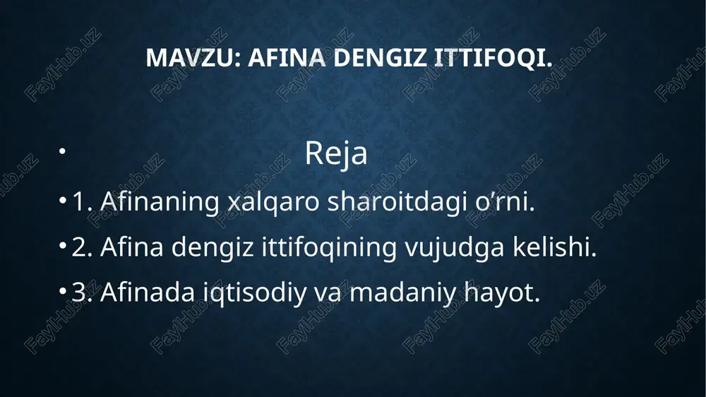 mkun bo’lgan. oliy mansabdor shaxslar arxontlar hokimiyati oila va meros cheklanmagan huquqga ega bo’lgan. foydalanilgan adabiyotlar 1. qadimgi dunyo tarixi r. rajabov 2009-yil 2. qadimgi dunyo tarixi kurushkoll 1974-yil 3. vikipediya . etiboringiz uchun katta raxmat image2.jpg image3.jpg image4.jpg image5.jpg image6.jpg image7.jpg image8.jpg image9.jpg image10.jpg image11.jpg o‘rtta = yunonistonning _janubiy-shargiy viloyatlaridan markazi afina bo‘lgan attika misolida yunon polisini shakllanishini atroflicha ko‘rish mumkin. barcha tomont. i bilan o'ralgan, tog‘lar bilan. o‘ralgan at noqulay edi. kumush konlari, marmarning mo" hunarmandchilikni ilk taraqqiyotiga yordam berdi. qulay dengiz gavanlari dengizchilikni rivojlanishiza sabab bo'ldi. dastlab atika bholisi_ kichik qishloglarda yashagan edi, keyinchalik esa ular qoyatosh bag‘rida joylashgan afina akropoli markaz bo‘lgan bir shahar atrofida birlashdilar. ‘attikaning qadimgi aholisi toniylar, pelastlarga doriylarning ko‘chis! ta’sir qilmadi. bu yerda~yotion ioniy shevasida so‘zlashadigan qabilalar guruhi to‘rt. urug’ yoki qabila (fidga bo‘lingan edi. har bir fil bir necha o'nlab urug‘lardan iborat bo‘lgan uch firatriyaga bo‘ll gomer davrida actika basileyiar boshaardilar. …