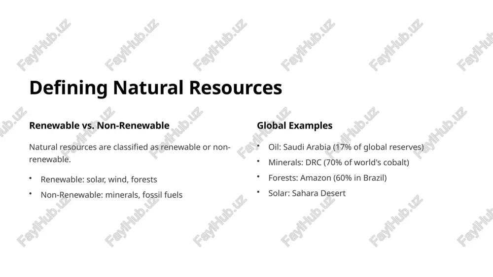 . 3 diversification ecotourism and sustainable agriculture. 4 carbon neutrality target net-zero emissions by 2050. 9 conclusion natural resources can drive economic growth. sustainable management is crucial. good governance and diversification are key. the energy transition offers opportunities. inclusive, sustainable development requires responsible stewardship. 10 image1.png image2.jpeg image3.jpeg image4.jpeg image5.png image6.png image7.png image8.png image9.jpeg image10.png image11.png image12.png image13.png image14.jpeg image15.png image16.png image17.png image18.png image19.jpeg image20.jpeg @ made with gamma heb