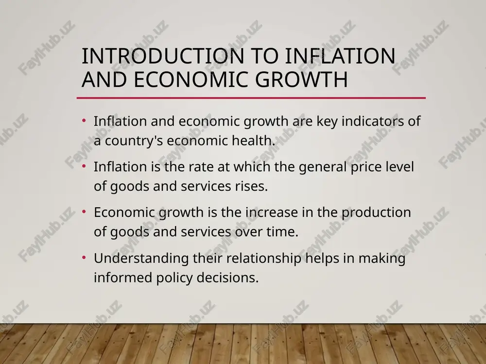ge inflation and economic stability. they use monetary policies such as: - **interest rate adjustments**: raising rates to control inflation, lowering them to boost growth. - **open market operations**: buying and selling government securities. - **reserve requirements**: regulating the amount banks must hold in reserves. inflation targeting and economic stability most central banks set an inflation target, often around 2%. a stable inflation rate ensures predictable economic conditions. excessive inflation or deflation can lead to financial instability and economic downturns. case study – inflation and growth trends examples from history: - **1980s stagflation in the u.s.**: high inflation and slow growth. - **hyperinflation in zimbabwe (2008)**: extreme price increases led to economic collapse. - **post-2008 financial crisis**: low inflation and slow recovery. recent trends show that inflation management is key to stable economic growth. conclusion and key takeaways - inflation and economic growth are interconnected. - moderate inflation supports growth, …