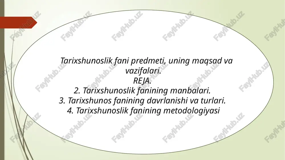 yaratilgan yoki ma’lum bir muammoga bag’ishlangan tarixiy tadqiqotlarni o’rganadi va tahlil qiladi. tarixshunoslik x, balki maxsus tarix fanlari (masalan, sharqshunoslik, etnologiya, arxeologiya va boshqalar) tarixi bilan ham shug’ullanadi. tarixshunoslikning asosiy vazifasi tarix fani rivojini chuqur va har tomonlama xolisona o‘rganish, muayyan taraqqiyot davrida to’plangan tarixiy bilimlarni tahliliy tadqiq etishdan, amalga oshirilgan ishlarning natijasini chiqarishdan hamda shu asosda tadqiq etilgan dolzarb muammolarni aniqlab, kelgusi tadqiqotlarning yunalishlarini belgilashdan, tarixchilarni muayyan tarixiy ilmiy muammo doirasidagi adabiyotlarga yunaltirishdan iborat. tarixshunoslik shuningdek, fan taraqqiyotida o’z o’rniga ega bo’lgan ilmiy tarixshunoslik markazlari tarixini, unda faoliyat ko’rsatgan ilmiy kadrlarning salohiyati, ularning fan rivojiga qo’shgan hissalarini o’rganish kabi vazifalarni ham bajaradi. tarixshunoslik tadqiqotlarda tadqiqotchining vazifasi o’zidan avvalgi bosqichlarda yaratilgan ilmiy asarlarni zamonaviy bilimlar nuqtai nazaridan o’rganish, ularning ijobiy va salbiy jihatlarini taxlil qilishdan iborat. tarixshunoslik vatan tarixini o‘rganishda, tarixiy muammolar ustida bahs yuritishga, ijodkorlikka ilhomlantiradi. tarixshunoslik tarix faniga nisbatan yangi fan hisoblanadi. o’rta asrlarda yaratilgan ba’zi tarixiy asarlarda, …