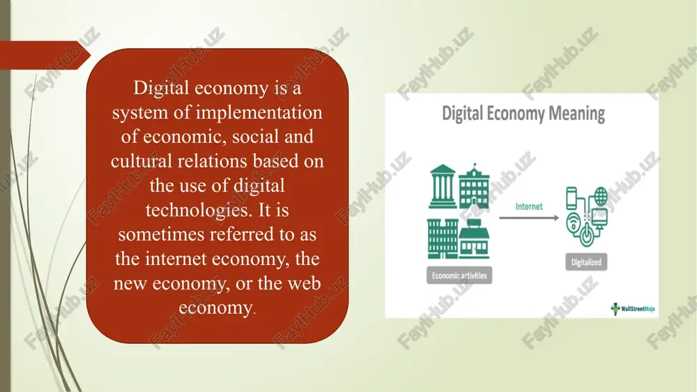 features of the digital economy fast-paced = competitive )) whatisa @ @ these technologies include e- an economy based on . . digital technologies commerce, virtual conferencing, 8 8 big data, ar, vr, lot etc. economy: hyperconnectivity consists of machines, o cc lo u dco n e the see iyeerconnectivity devices, people, and companies working seamlessly over a network like the internet. /docprops/thumbnail.jpeg 1.2, the main features of the digital economy