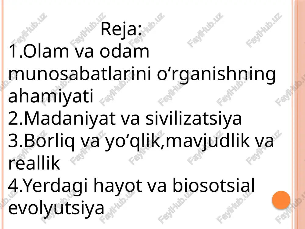 oʻta oddiy hayot tarzini olib borgan. u gapira olmagan, topgan narsasini yegan va boshpanasi boʻlmagan. keyinchalik yovvoyilarcha hayotning birinchi bosqichida u olov olishni va baliq isteʼmol qilishni oʻrgangan. vaqt oʻtib u ov va oʻzini himoya qilish uchun qoʻpol qurollar yasay boshlagan, oilalar esa qabilalarga birlashgan. keyinroq ovqat pishirish va saqlash uchun idish-tovoq tayyorlash oʻrganilgan. shunga qaramay, inson oʻzining ibtidoiy holatida qolishda davom etgan. borliq — obyektiv mavjud reallikni ifodalovchi falsafiy tushuncha. u moddiy predmet olamidangina iborat emas. borliq turli darajada namoyon boʻladi: organik va noorganik tabiat, biosfera, ijtimoiy borliq, obyektiv ideal borliq (madaniy qadriyatlar, ilmiy bilimning umumiy prinsiplari, tushunchalari va h.k.), inson turmushi. borliq falsafa tarixida turlicha talqin qilingan. yaqin va oʻrta sharq falsafasida kindiy, forobiy, ibn sino, umar xayyom, ibn rushd kabi mutafakkirlar borliq ni ikkiga — vujudi mumkin va vujudi vojibga boʻladila borliq va yo‘qlik dialektikasi. «borliq bor, yo‘qlik esa – yo‘q», deganida, parmenid ayni shu holga e’tiborni …