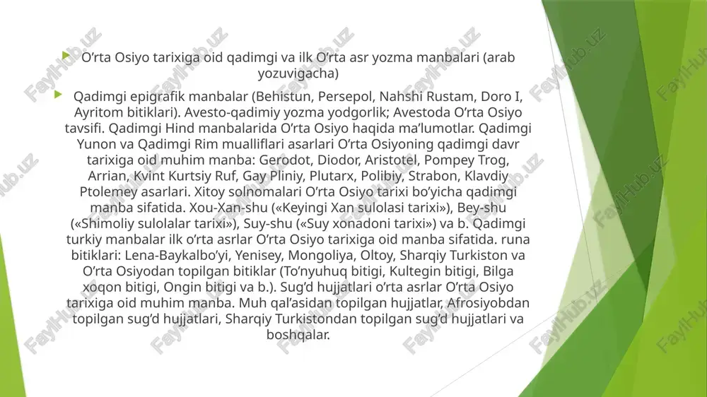 kuzida vafotigacha bo`lgan davrdagi muhim tarixiy manbalarni o`z ichiga oladi. yozuvlar doro i ning qisqacha tarjimai holi, jumladan, uning nasl-nasabi va ajdodlariga talluqli bitiklar bilan boshlanadi.ahmiyati jihatidan misr va xitoy bitiklari bilan teng hisoblanadi. unda qadimgi ahamoniylar sulolasi taxihi va kelib chiqishi, shuningdek sulolaviy shajara darxti ham berilgan. undagi ayninqsa qadimgi fors imperyasi tarkibiga kiruvchi xalqlar xaqindaki malumotlar eng muhimlaridir. chunki, unda xali arxeologlar va tarixchilar tomonidan yetarlicha o`rganilmagan 23 ta qadimiy o`lka va ularda yashovchi xalqlarning qisqacha tasnifi berib o`tilgan. xususan, yurtimizda yashagan qadimgi saklar, massagetlar va ulardan keyingi avlod xalqlari bo`lmish xorazmiylar, bakteriyaliklar haqida malumotlar berilgan. ammo, bu kabi malumotlar xaligcha uzbek tililida nashr etilmayotgani va yurtdoshlarimizning o`z tarixiga etiborsizligi meni dim tashvishga soladi. bu kabi muhim manbalar topib o`rganilishi va xalqimizning kim bo`lganini anglashi uchun qattiq nashr holatida bosmadan chiqarilishi kerak deb o`ylayman. naqshi rustam - sheroz (eron) dan 50 km, qad. istahr shahri (taxti jamshid) yaqinida …