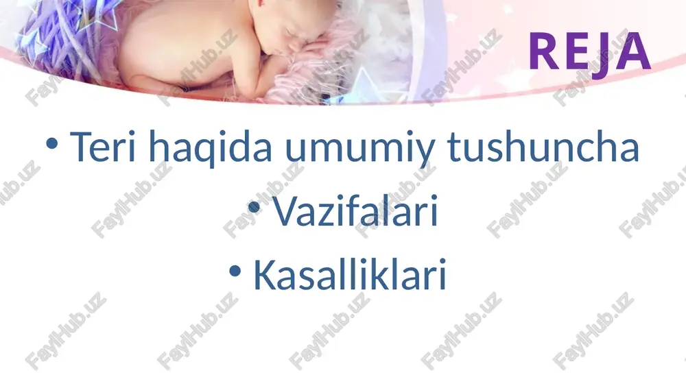 bo’lmagan monomorf aloqador bo’lmagan monomorf papulalar toshishi bilan xarakterlanadi. pushti temiratki- terining nokontakioz deb hisoblanadigan o’tkir yalig’lanish kassaligi bo’lib, po’st tashlab turadigan pushti dog’lar toshishi bilan xarakterlanadi, nimadan kelib chiqishi aniqlangan emas. vitiligo (pes) osiyo hududida keng tarqalgan teri kasalliklaridan.asosan terining chegaralangan qismida melanin moddasining yetshmasligi kuzatiladi. psoriaz www.arxiv.uz pes (vitiligo) klinikasi depigmentli dog` repigmatli dog` davosi puva - terapiya lazer nurlari. vitamilar. vitiligo www.arxiv.uz pufakchalarning turlari joylashishi gistopatologiya klinik turi intraepidermal subepidermal spongioz, ballonli distrofiya bazal membranasi tagida hujayralararo suyuqlikni yalligli tuplanishi birkamerali,kupkamerali birkamerali pufaklarning turlari . joylashishi gistopatologiya klinik turlari intraepidermal akantoliz birkamerali qopqogi ilvillagan pufak subepidermal bazal membranasining tagida hujayralar aro suyuqlikni yalligli tuplanishi dirkamerali zich qopqoqqli pufak i, yiringchalarni turlari turlari gistopatologiya klinik turi stafilokokkli yuza chuqur soch follikulasini uzagini 2/3 qismini yiringli yalliglanishi butun soch follikulasini yeki bir nechtasiniyalliglanishi , hamda atrofidagi tuqimalarni ham konussimon tuguncha yiringli boshchasi bilan konussimon infiltrat nekrotik uzagi bilan birkamerali …