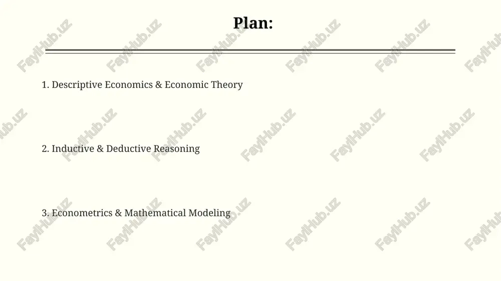 assuming perfect rationality. behavioral biases limit its applications to describe true economic agents. econometrics and statistical analysis time series analysis, a key part of econometrics, analyzes data points indexed in time order, such as monthly inflation figures, using models like arima to predict future economic behavior. statistical analysis within econometrics relies on hypothesis testing; evaluating sample data, like gdp growth rates, against a null hypothesis to determine if there's significant statistical evidence. econometrics uses statistical methods like regression analysis to quantify relationships between economic variables, providing numerical estimates to test economic theories and forecast future trends. microeconomic analysis methods game theory models strategic interactions between rational agents, like firms in an oligopoly, predicting outcomes based on interdependent decisions, assessing possible market behaviors. regression analysis uses statistical techniques to quantify relationships between economic variables, predicting demand changes by correlating price and quantity, using data and mathematical models. marginal analysis in microeconomics …