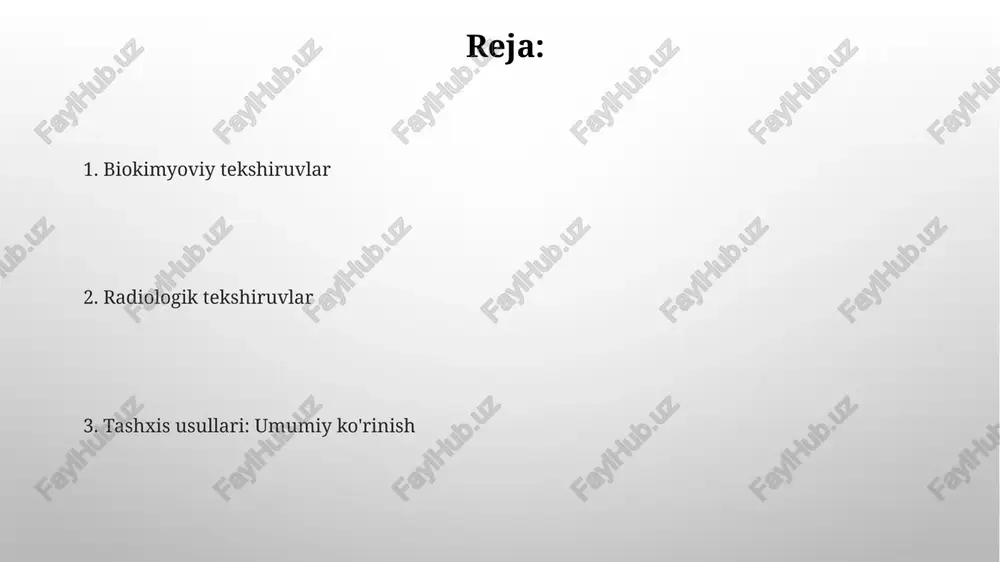 ajasining o'zgarishi kabi ma'lumotlar aniqlanishi kerak. ko'rish maydonini tekshirish goldmann perimetriyasi yoki humphrey maydon analizatori kabi usullar yordamida ko'rish maydonini baholash, akromegaliya sababli **xiazmaning** siqilish darajasini aniqlashga yordam beradi va davolash rejasini tuzishga ta'sir qiladi. seriyali ko'rish maydonini tekshirish akromegaliya bilan kasallangan bemorlarda o'sma hajmi va ko'rish nerviga ta'sirini kuzatish, shuningdek, jarrohlik yoki tibbiy davolashdan keyin yaxshilanishni baholash uchun zarurdir. akromegaliyani tashxislash usullari igf-1 (insulin-like growth factor 1) qon testi – akromegaliyani tashxislashda muhim ahamiyatga ega; yuqori darajalar o'sish gormoni ortiqligini ko'rsatadi, 1000 ng/ml dan ortiq bo'lishi mumkin. gipofiz bezi mrt (magnit rezonans tomografiyasi) – akromegaliya ko'pincha gipofiz o'smalari tufayli kelib chiqadi, shuning uchun mrt 3 mm dan kattaroq o'smalarni aniqlashda muhimdir. differential tashxis akromegaliyaning differensial tashxisida gigantizm muhim, bunda yuqori bo'y o'sishi kuzatiladi, lekin akromegaliyadagi o'ziga xos yuz va qo'l-oyoq deformatsiyalari bo'lmaydi. akromegaliyaning differensial tashxisida paget kasalligi ham inobatga olinadi, bunda suyaklarning anormal o'sishi kuzatiladi, ammo gormonal buzilishlar akromegaliyadan …