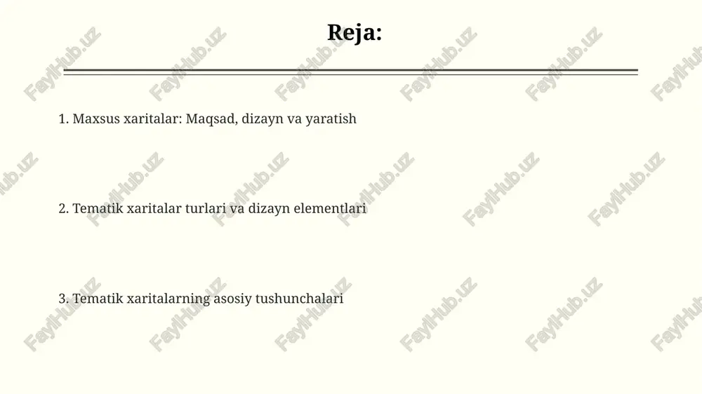 ularni aks ettirib, umumiy ma'lumot o'rniga 1:50,000 kabi aniq masshtablarda tor doiradagi ma'lumotlarni ko'rsatadi. xarita dizaynida foydalanuvchi tajribasi (ux) xarita dizaynida ux, foydalanuvchilarning xaritadan qulayligi, samaradorligi va qoniqishini baholaydi, 7 ± 2 qoida va jakob qonuniga rioya etgan holda oddiylikni ta'minlaydi. ux dizayni, xaritaning yuklanish tezligi (3 soniyadan kamroq) va responsiv dizayn orqali mobil moslamalarga moslashuvchanligini ta'minlaydi, foydalanuvchi faolligini 25% ga oshiradi. interfeysda aniq vizual ierarxiya va navigatsiya elementlari, masalan, kattalashtirish tugmalari va qidiruv panellari, uxni yaxshilash uchun ishlatiladi; bu ko'rsatkich 60% ga samaradorlikni oshiradi. ma'lumotlarni vizualizatsiya qilish usullari geografik ma'lumotlarni vizualizatsiya qilishda xaritogrammalar qo'llaniladi, bunda hududlar ma'lumotlar qiymatiga qarab turli ranglar bilan bo'yaladi, masalan aholi zichligi 0 dan 1000 gacha bo'lgan diapazonda. tarqalish xaritalari nuqtalardan foydalanadi, har bir nuqta muayyan hodisaning joylashuvini ifodalaydi; 100 ta nuqta korxonalarning, 50 ta nuqta esa aholining joylashuvini ko'rsatishi mumkin. oqim xaritalari, ma'lumotlar oqimini ko'rsatish uchun chiziqlardan foydalanadi, masalan, 20 ta chiziq transport oqimini …
