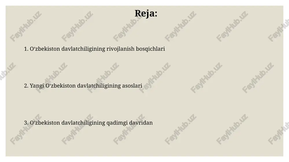 yaqin sharq bilan aloqalar mustahkamlandi. somoniylar davrida fors-tojik adabiyoti rivojlandi, rudakiy va firdavsiy kabi shoirlar yetishib chiqdi, bu esa madaniy yuksalishning muhim omili bo'ldi. sovet davri o'zbekistoni 1937-1938-yillarda stalin qatagʻonlari oʻzbek ziyolilariga, siyosatchilariga qaratilgan boʻlib, milliy oʻzlikni yoʻqotishga olib keldi va kelajak rivojlanishiga salbiy taʼsir koʻrsatdi. 1924-yilda oʻzbekiston ssr tashkil topdi, bu hududiy boʻlinish oʻrta osiyodagi milliy chegaralanish siyosatining bir qismi boʻlib, turkiston assrni tugatdi. o'zbekiston davlatchiligining shakllanishiga nazar miloddan avvalgi viii-vii asrlarda oʻzbekiston hududida ilk davlatchilik shakllari, jumladan xorazm va baqtriya kabi irrigatsiya tizimiga asoslangan siyosiy birlashmalar paydo bo'lgan. xx asr boshlarida jadidchilik harakati milliy oʻzlikni anglash va davlatchilikni qayta tiklashga intildi, 1924-yilda oʻzbekiston ssr tashkil topdi va bu zamonaviy davlatchilik uchun zamin yaratdi. mo'g'ullar istilosi va uning oqibatlari mo'g'ullar istilosi xiii asrda boshlanib, xorazmshohlar davlatining qulashiga olib keldi, bu esa mintaqada siyosiy parokandalik va iqtisodiy tanazzulni chuqurlashtirdi. chingizxonning bosqinlari natijasida ko'plab shaharlar, jumladan, buxoro va samarqand vayron qilindi, …