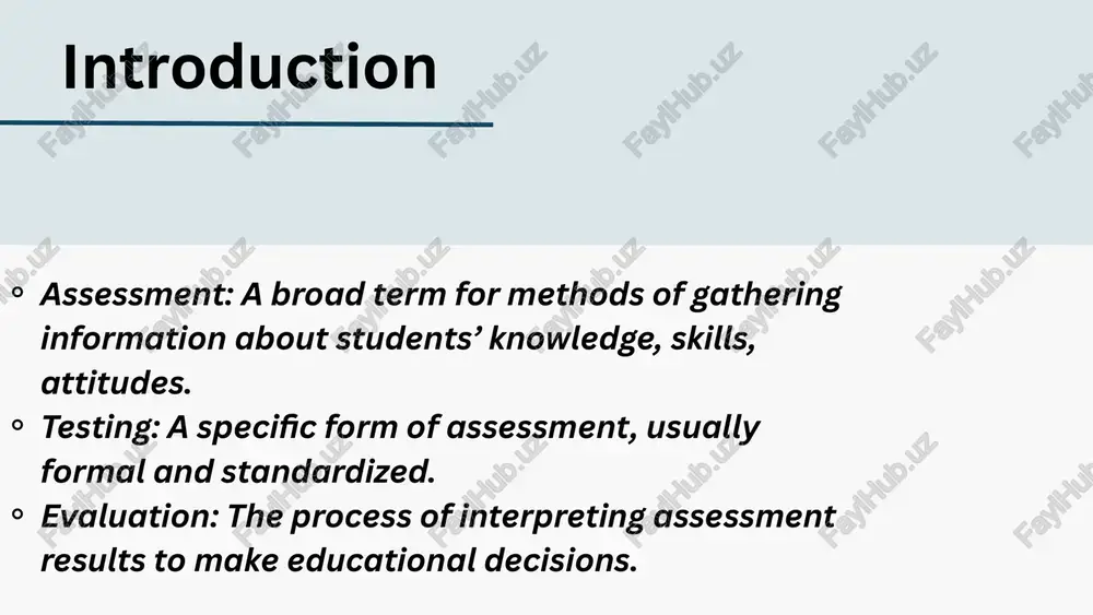 written tests portfolios projects self-assessment peer-assessment observations tools and techniques of assessment language barriers: misunderstandings, difficulties asking for help health concerns: food safety, travel insurance, vaccinations scams or theft: stay alert and informed jet lag and time zones: affect energy and sleep role of feedback thank you image1.png image2.svg image2.jpeg image3.jpeg image4.jpeg /docprops/thumbnail.jpeg assessment principles, testing, and evaluation