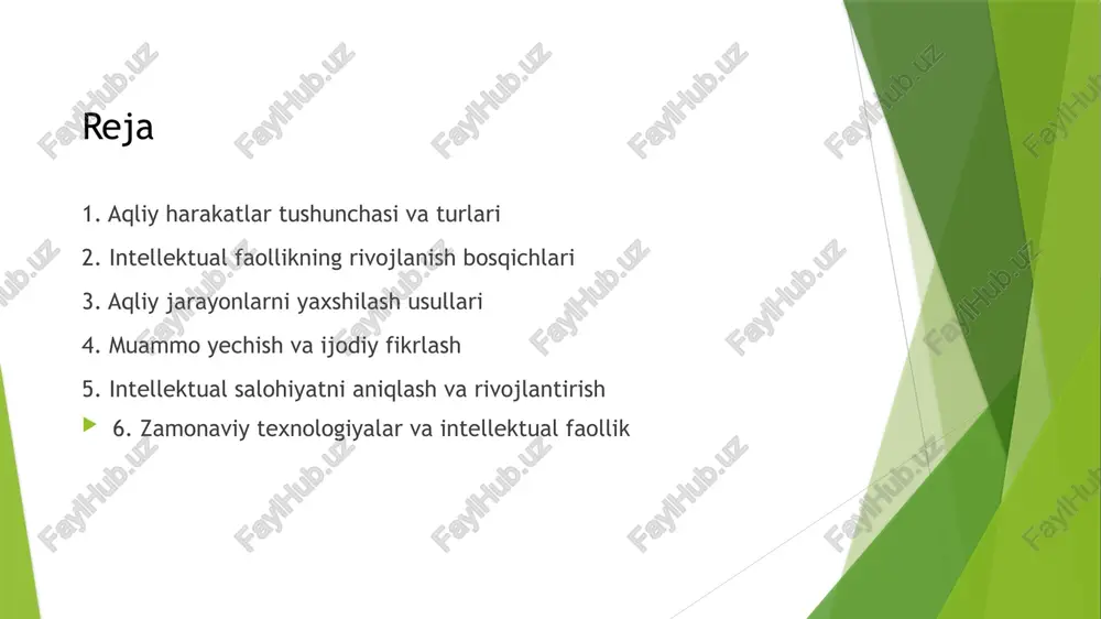 atli intellektual rivojlanish uchun yaxshi ta'lim, qo'llab-quvvatlovchi muhit va shaxsiy motivatsiya juda muhimdir. to'g'ri yondashuv bilan intellektual qobiliyatlarni har qanday yoshda rivojlantirish mumkin. intellektual faollikning rivojlanish bosqichlari aqliy jarayonlarni yaxshilashning ko'plab usullari mavjud. ularning ba'zilari o'qish, yozish va hisoblash kabi an'anaviy usullardir. boshqalari esa yangi texnologiyalar va innovatsion yondashuvlarni o'z ichiga oladi. masalan, meditatsiya va yoga aqliy faoliyatni yaxshilashga yordam beradi. uyqu va to'g'ri ovqatlanish ham juda muhimdir. sport bilan shug'ullanish, yangi tillarni o'rganish va muammolarni hal qilishga oid mashqlar ham intellektual qobiliyatlarni rivojlantirishga yordam beradi. doimiy ravishda yangi bilimlarni o'rganish va yangi tajribalar orttirish aqliy faoliyatni rag'batlantiradi. o'zingizni yangi ma'lumotlar va qiziqarli vazifalar bilan ta'minlash muhimdir. shuningdek, doimiy ravishda miyani ishlatish va yangi narsalarni o'rganishga harakat qilish kerak. o'z ustida muntazam ishlash orqali aqliy faoliyatni yaxshilash mumkin. aqliy jarayonlarni yaxshilash usullari muammo yechish va ijodiy fikrlash insonning intellektual qobiliyatining muhim jihatlaridir. muvaffaqiyatli muammo yechish uchun muammoni to'g'ri tushunish, uni …