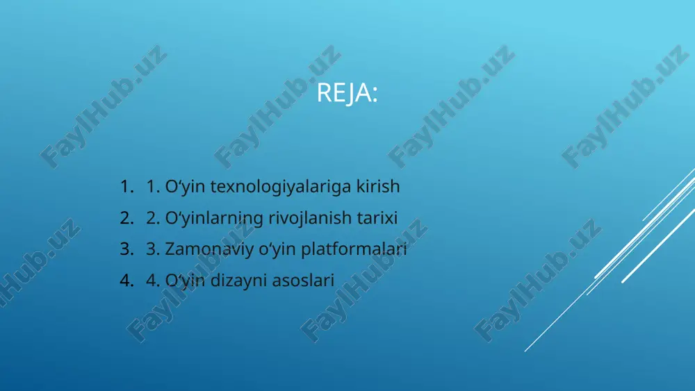 ni taklif etadi. 4. oʻyin dizayni asoslari oʻyin dizayni asoslari o‘yin konsepsiyasini shakllantirish, ssenariy yozish va interaktiv elementlarni yaratishni oʻz ichiga oladi. bu jarayon muhim boshlang‘ich bosqichdir. effektiv oʻyin dizayni foydalanuvchi tajribasini yaxshilash, qulay interfeys va qiziqarli muhitni yaratishga yordam beradi. o‘yinchi motivatsiyasi doimiy e’tiborda bo‘lishi kerak. oʻyin mexanikasi, qoidalar va yutuqlar tizimini to‘g‘ri loyihalash orqali o‘yin muvaffaqiyati ta'minlanadi. sinov va foydalanuvchi fikrlari doimiy tahlil qilinadi. 5. dasturlash tillari va vositalari dasturlash tillari oʻyin ishlab chiqishda asosiy omil bo‘lib, ular oʻyin funksiyalarini yaratish va foydalanuvchi bilan o'zaro aloqani ta'minlaydi. eng mashhur tillar — c++, c#, javascript boʻlib, ular yirik oʻyin motorlari bilan uygʻun ishlaydi va kuchli imkoniyatlarni taqdim etadi. vositalar sirasiga unity, unreal engine, godot kiradi, ular vizual muhit va kodlash imkonini beradi, rivojlangan texnologiyalarni qo‘llab-quvvatlaydi hamda samarali ishlaydi. 6. oʻyin fizikasi va grafika imkoniyatlari oʻyin fizikasi real voqealikni simulyatsiya qilish orqali foydalanuvchiga tabiiy harakat va obyektlar bilan oʻzaro aloqani …