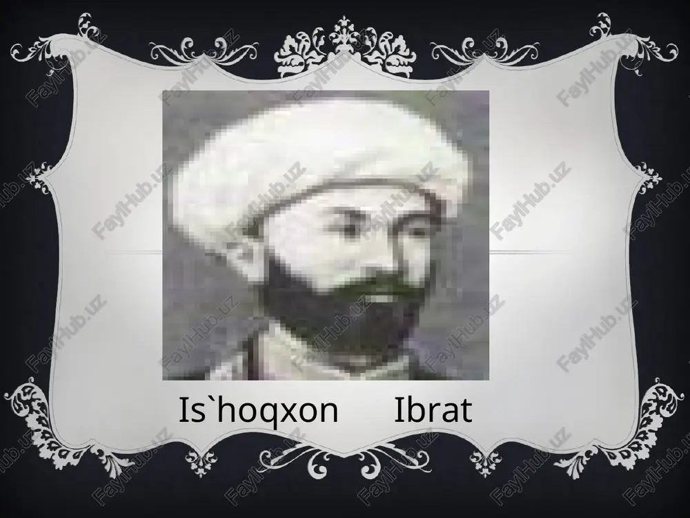 fan, ma’rifat va madaniyatni targ‘ib etgan. 1937 yilda qatag‘on qurboni bo‘lgan. namangan viloyati to‘raqo‘rg‘on tumanidagi 14-o‘rta maktab va toshkentdagi bir ko‘chaga ibrat nomi berilgan. o’qingiz ilmi hikmat sizga bu ish katta ibratdur, agar ilm o’rganursiz barcha ishda sizga nusratdur agar ilm o’lmasa , nodon umri barcha kulfatdadur . … madaniyatni topadurg’on va yurg’izadurg’on asbobi ilm ekan , ilm bo’lsa maktab birlan bo’lur, maktab bo’lmasa olamni vahshiyat tutib hamma harob bo’lub , ish qo’ldan ketar . endi lozim bo’ldiki, madaniyat ilm bilan, ilm esa maktab bilan bo’lur … maktab bo’lmasa bu olamda madaniyat joriy bo’lmaydi is’hoqxon ibrat . is’hoqxon ibrat o`zbek pedagogikasi va maorif ravnaqiga qo’shgan xissasi. is’hoqxon ibrat o’zbek pedagogikasi taraqqiyotiga munosib hissa qo’shgan maorif ravnag’i uchun jon kuydirgan fidoiy shoir va murabbiy sifatida tan olinadi . u o’z zamonasida mutlaqo yangilik bo’lgan zamonaviy ilmlar o’rgatadigan usuli savtiyaga asoslangan maktablarni tashkil qilish shiori bilan chiqdi . eski maktablar bechora aziz …