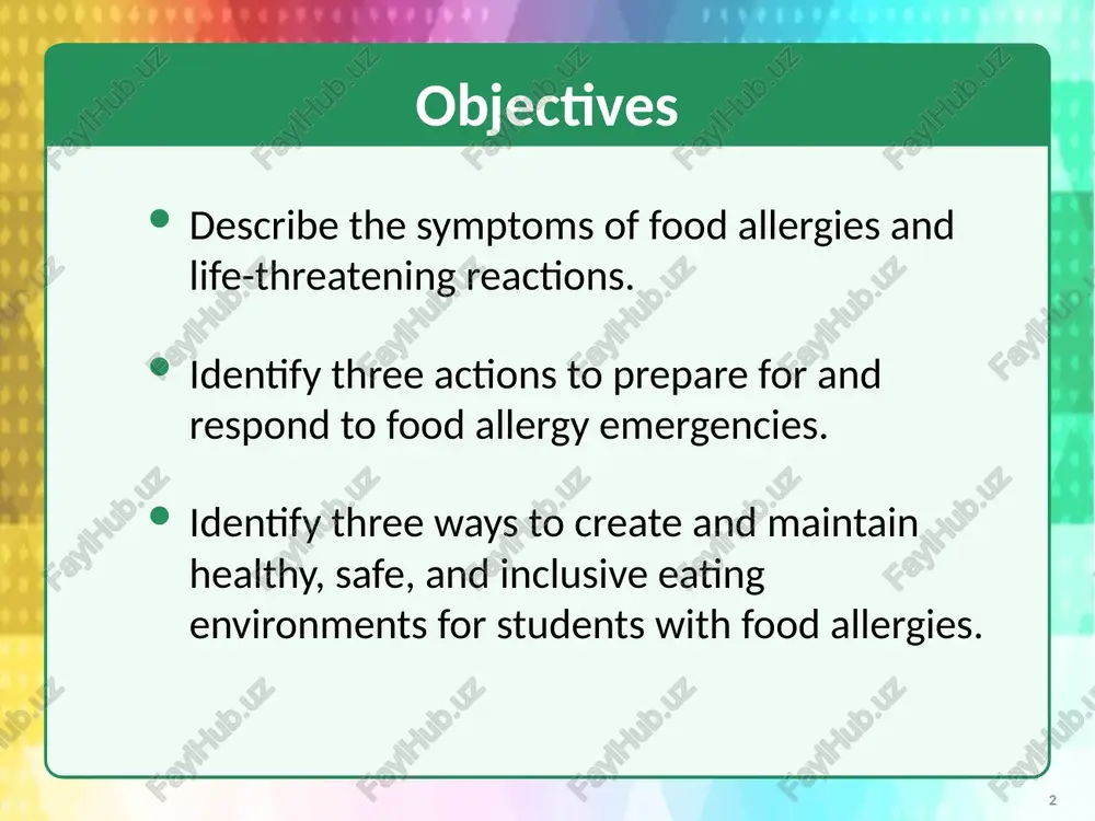 s a partnership between families, health care providers, and schools. 3 narrative in 2013, the cdc published the voluntary guidelines for managing food allergies in schools and early care and education programs, to help schools manage the risk of food allergies and severe allergic reactions in students. managing food allergies can be accomplished through a partnership between families, health care providers, and schools. as a school nutrition professional, you need to know how to help students with food allergies be safe and supported at school. this presentation will give you the information you need for managing food allergies and responding to food allergy emergencies. 3 did you know? in a cafeteria of 100 students, at least 4 students are likely to be affected by food allergies. about 20% of students with food allergies (1 of 5) will have a reaction while at school. 25% of severe food allergy reactions (1 …