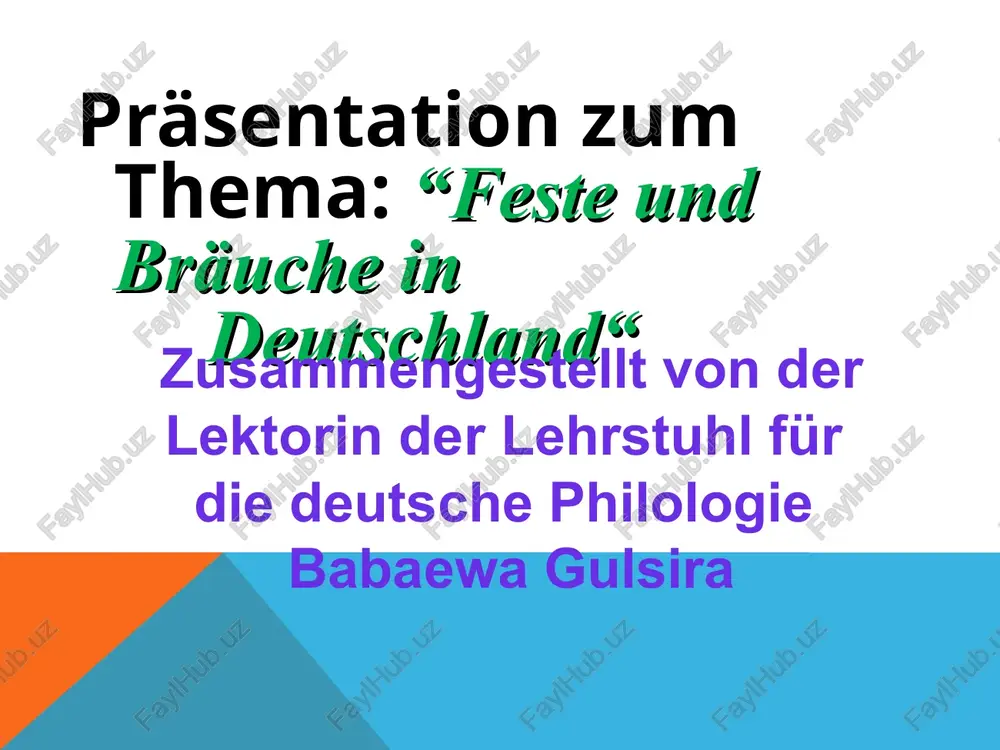 t. der 1. januar (neujahr) ist dann allgemeiner feiertag. neujahr das ende des alten jahres und der beginn des neuen jahres wird in deutschland meist im kreise von freunden gefeiert. um 0:00 wird mit sekt angestoßen, man wünscht sich alles gute und begrüßt das neue jahr durch feuerwerk. 7.-9. februar — fasching und karneval karneval ist eine zeit, um einmal richtig lustig zu sein. man verkleidet sich und zieht bunte kleider oder masken an. oft sieht man in der fastnachtszeit menschen mit masken durch die straßen ziehen. diese masken sollen angst machen. auch hexen mit ihren besen kann man sehen. manche der gestalten tragen auch glocken , mit denen sie viel lärm machen. 8. märz — internationaler frauentag am 8. märz wird auch in deutschland der «internationale frauentag» gefeiert. vor allem die kinder haben großen spaß dabei, am ostersonntag im garten oder in der wohnung nach ostereiern zu suchen - …
